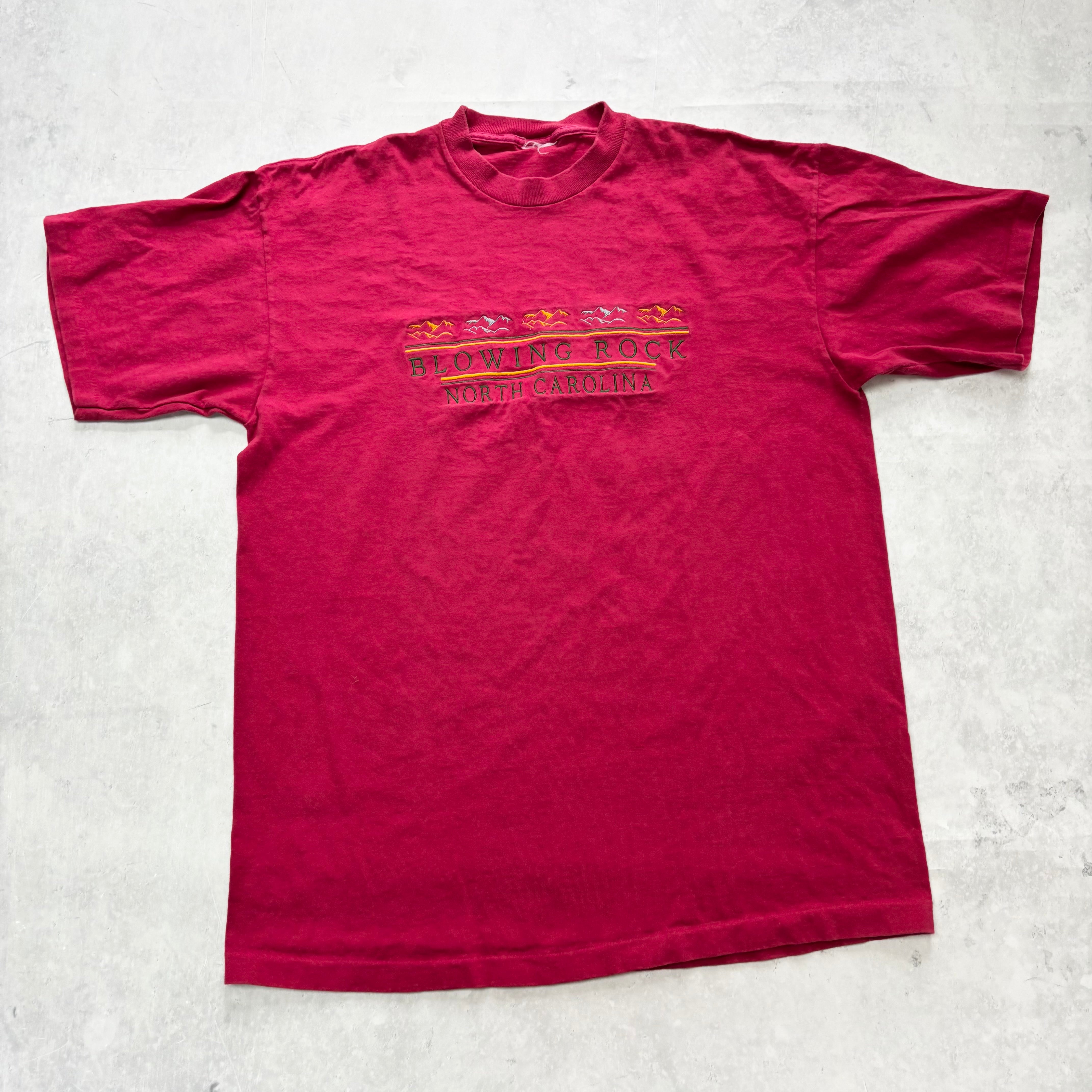 Vintage T Shirt Mens Large Burgundy Single Stitch Graphic Print 90s (E)