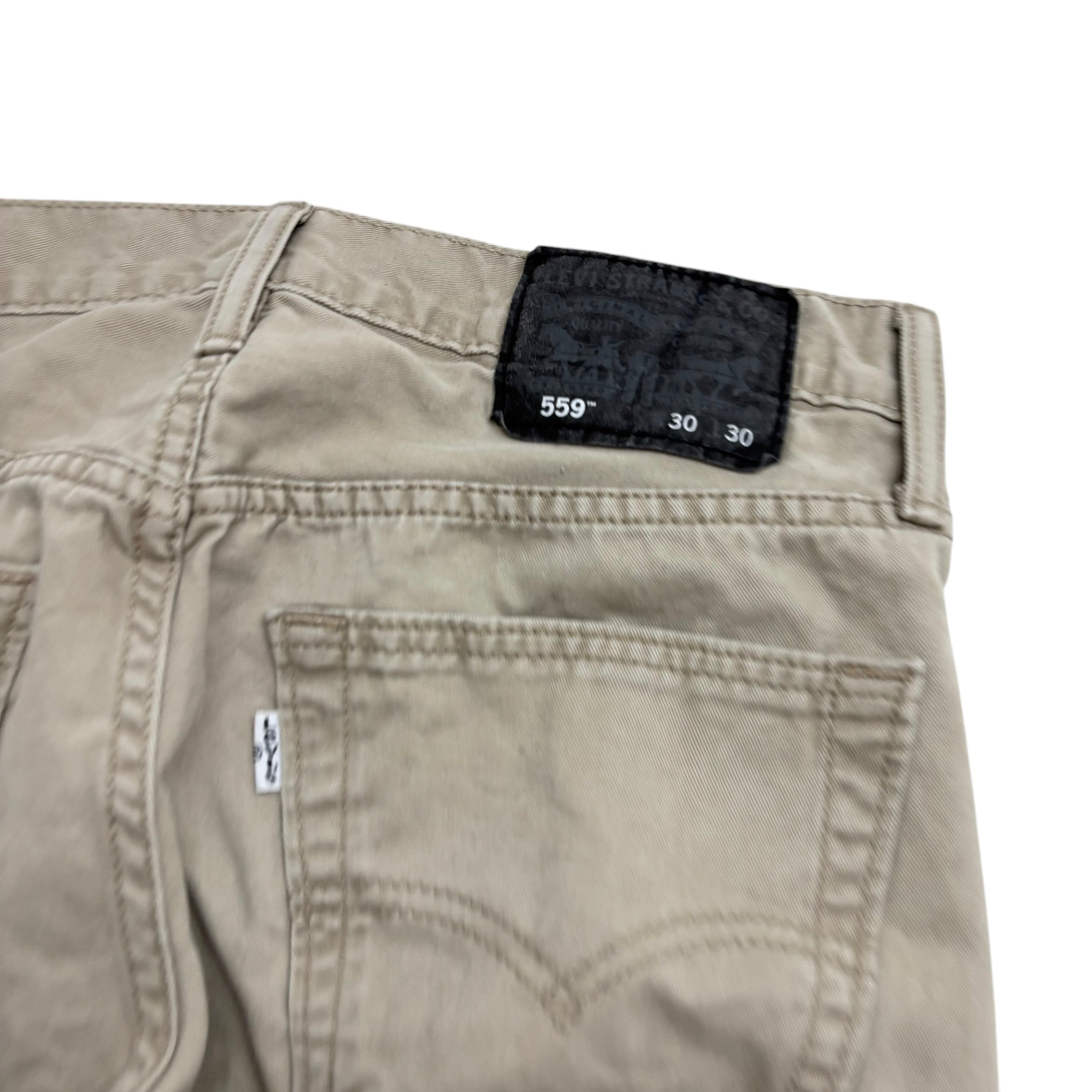 Levis 559 Trousers W29 L28 Mens Cream Relaxed Straight Fit Cotton Pants (E)