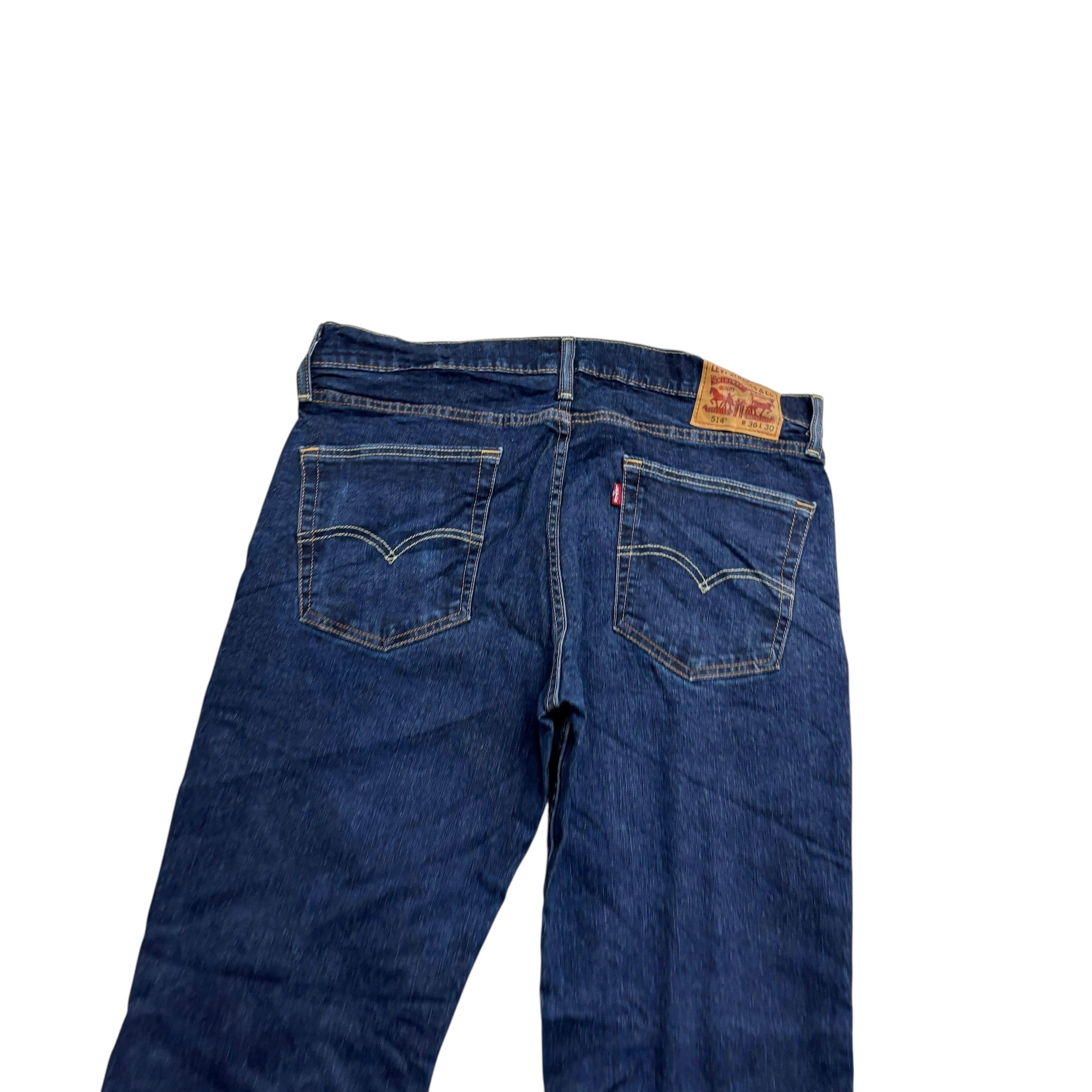 Levis 514 Jeans W36 L30 Mens Dark Blue Regular Straight Fit Stretch Denim (E)