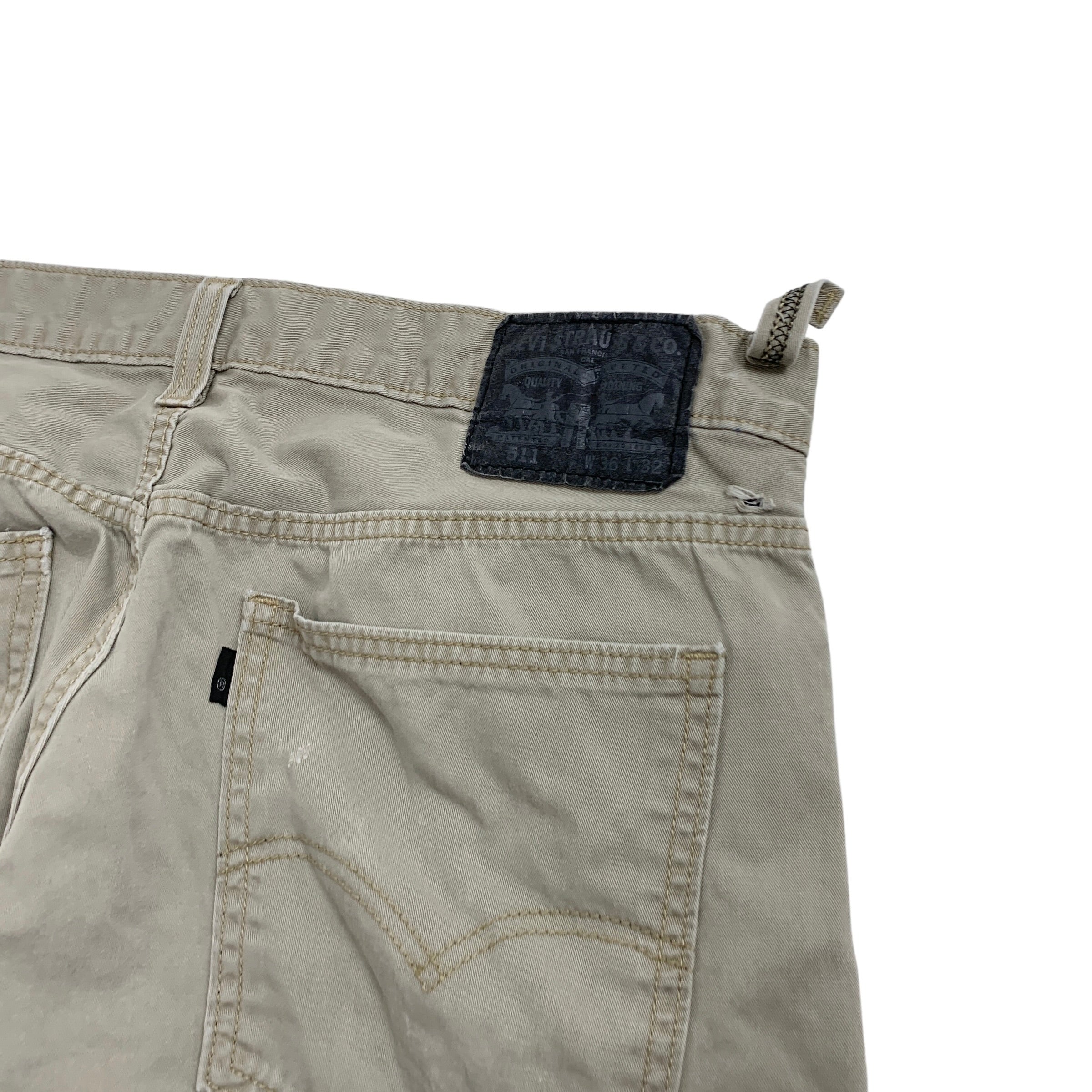 Levis 511 Trousers W36 L31 Mens Beige Stone Slim Fit Cotton Pants