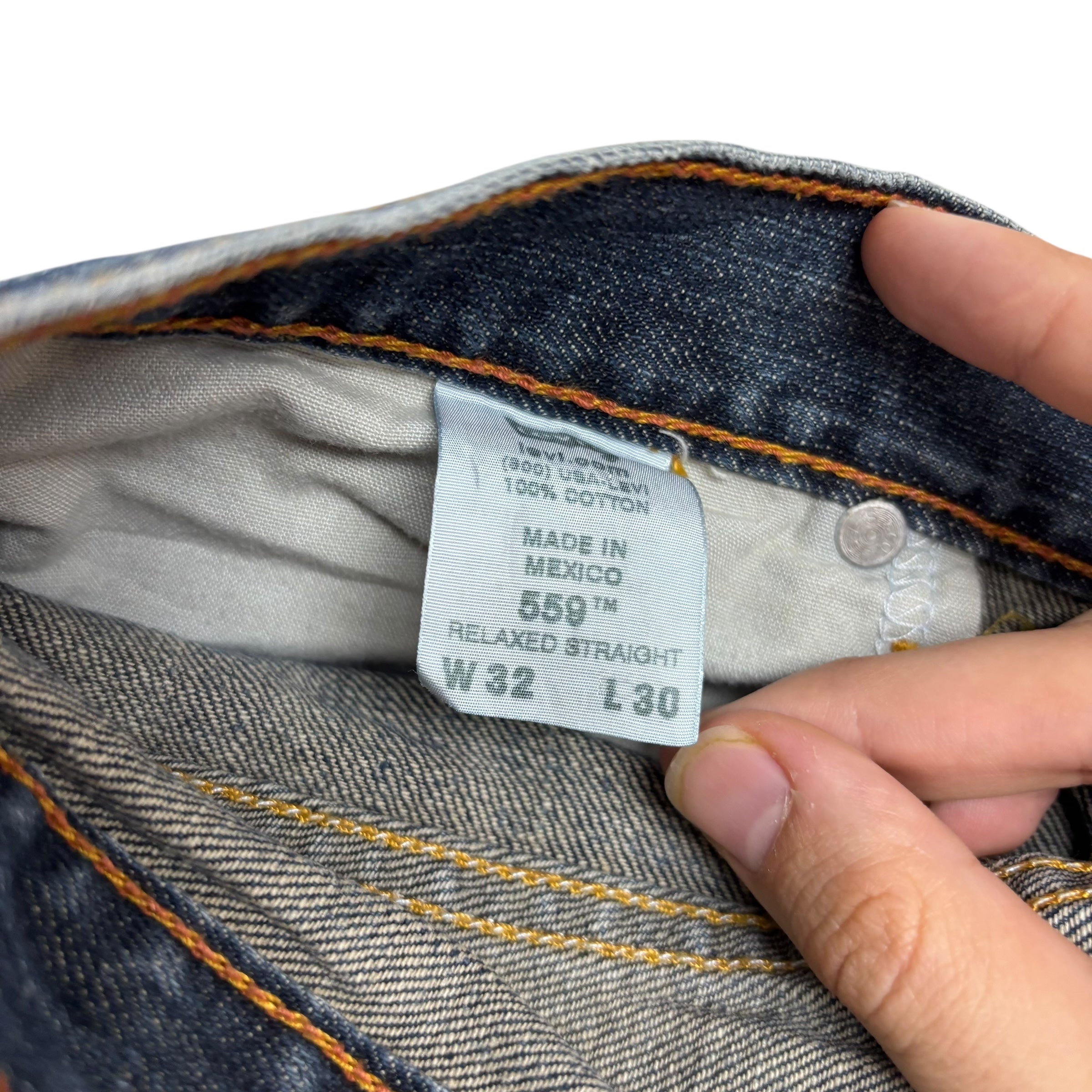 Levis 559 Jeans W32 L30 Mens Dark Blue Baggy Relaxed Straight Fit Vintage (E)