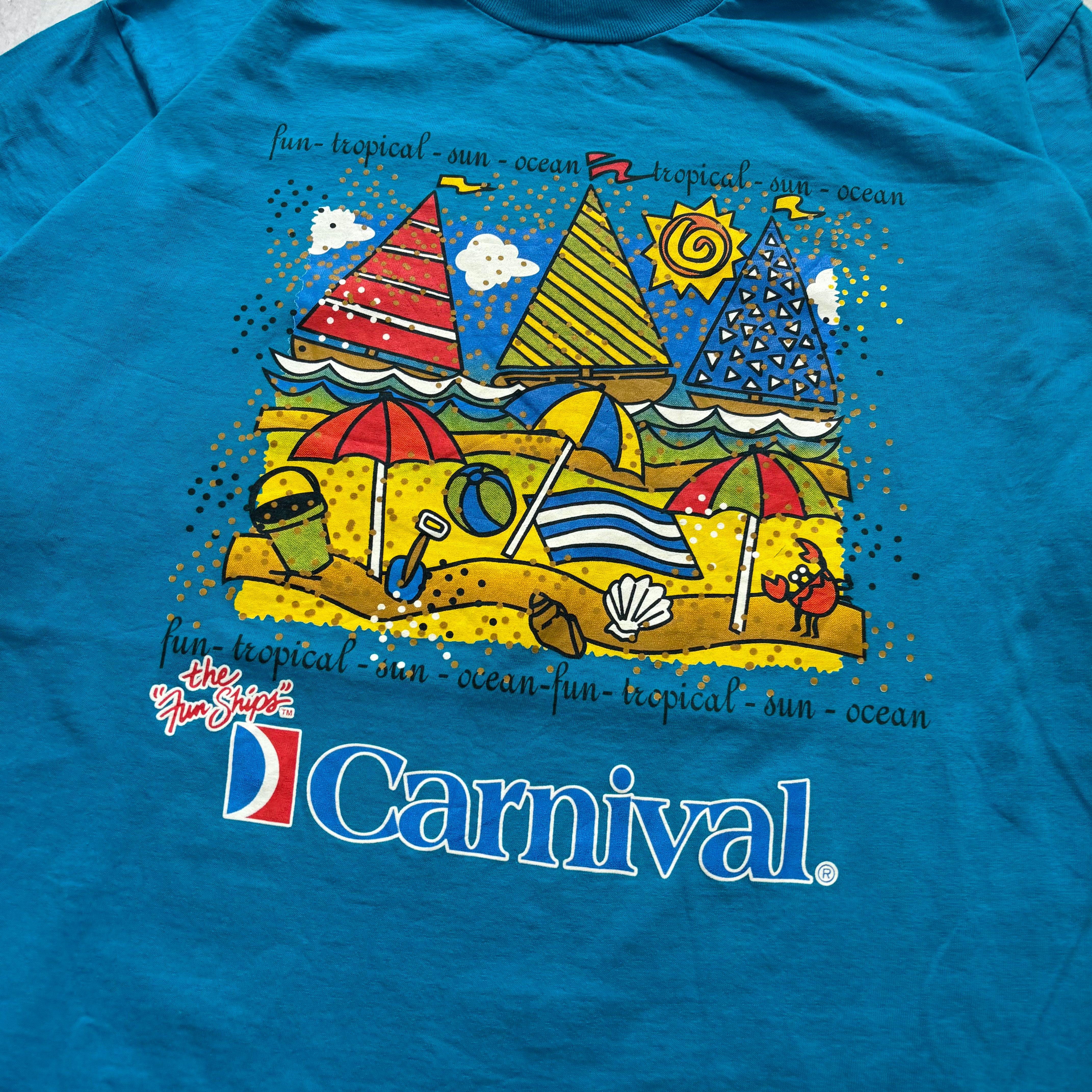 Vintage T Shirt Mens XXL Blue Single Stitch Graphic Print 90s USA Cruise (E)