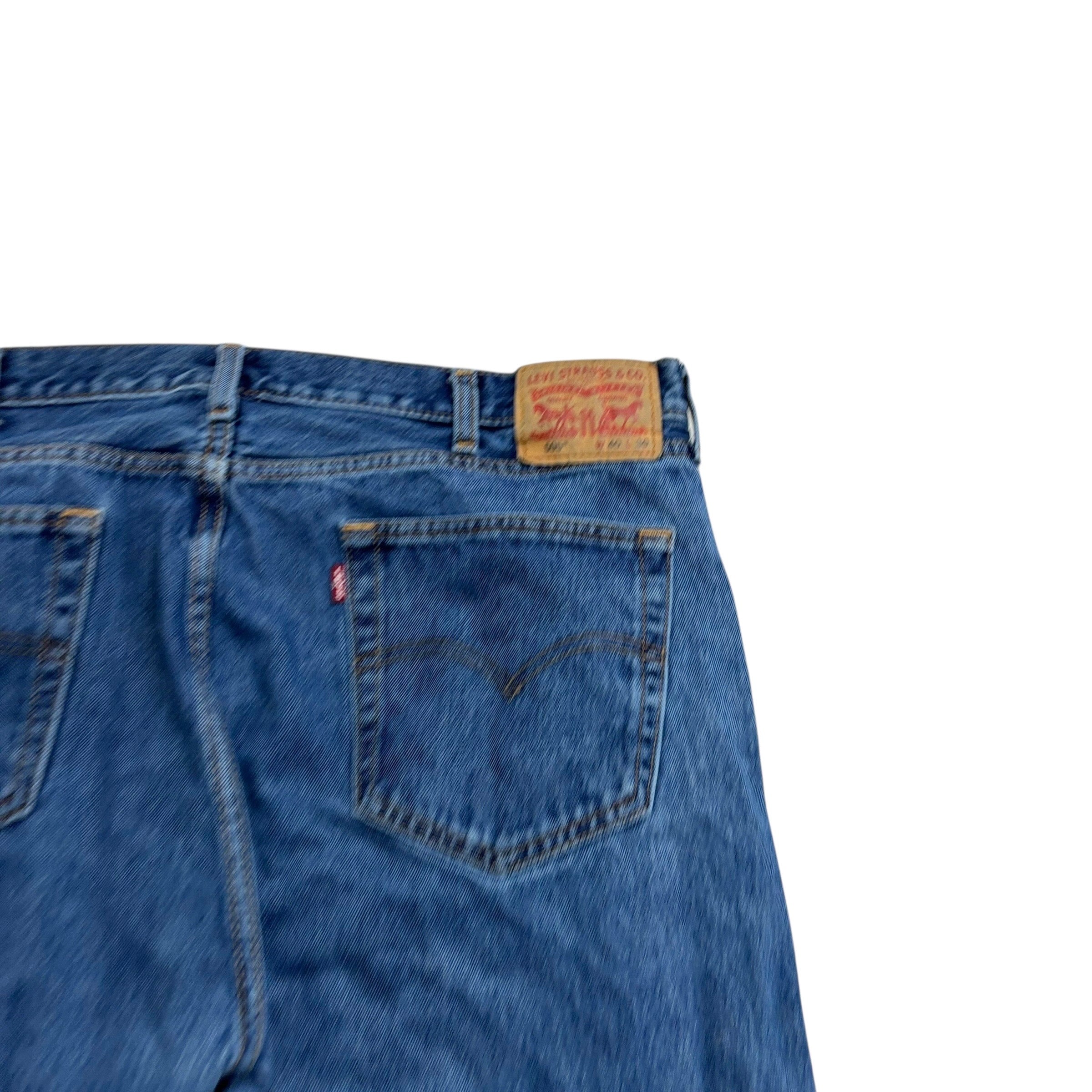 Levis 505 Jeans W40 L30 Mens Mid Blue Regular Straight Fit Denim (E)