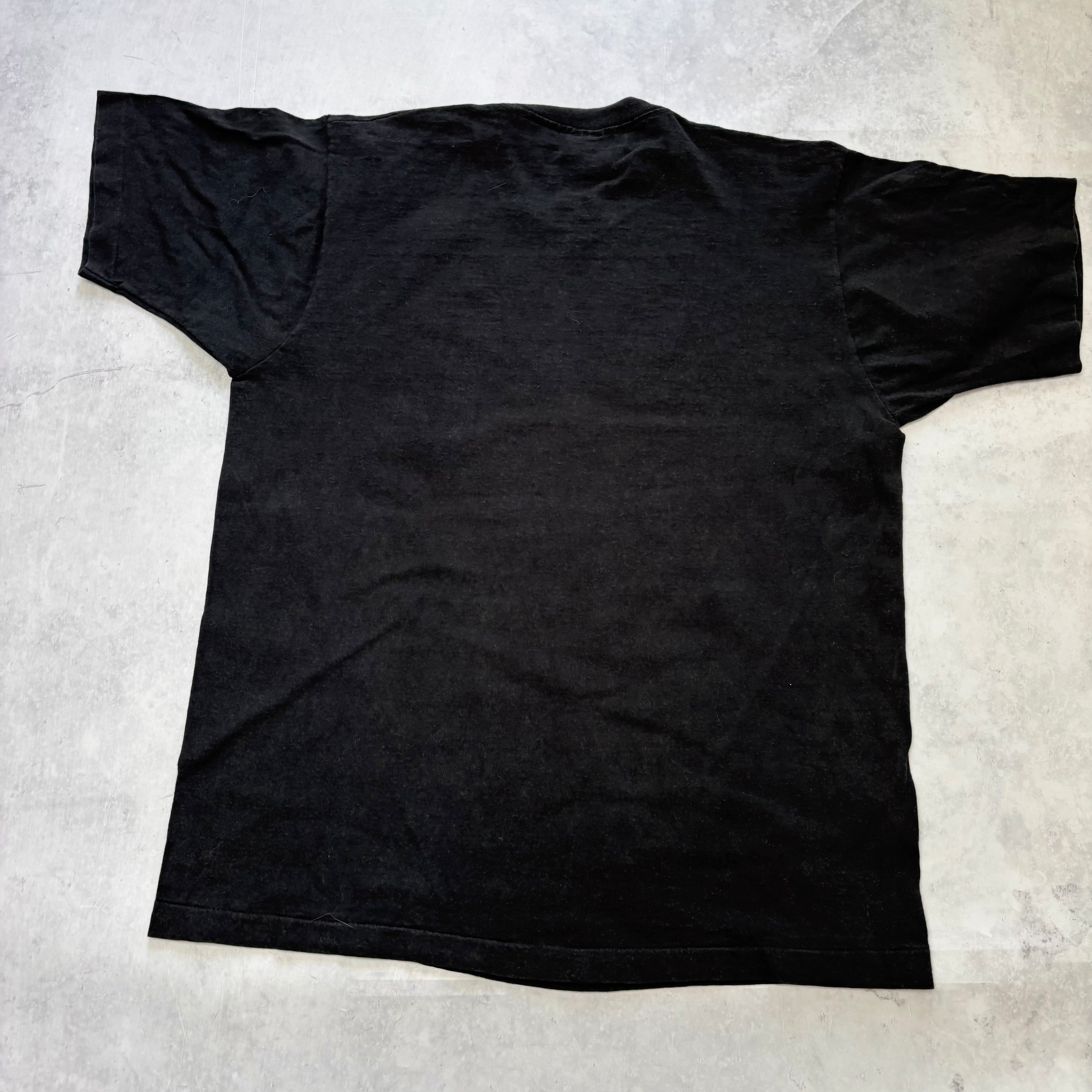 Vintage T Shirt Mens Large Black Single Stitch Graphic Print 90s USA Tourist