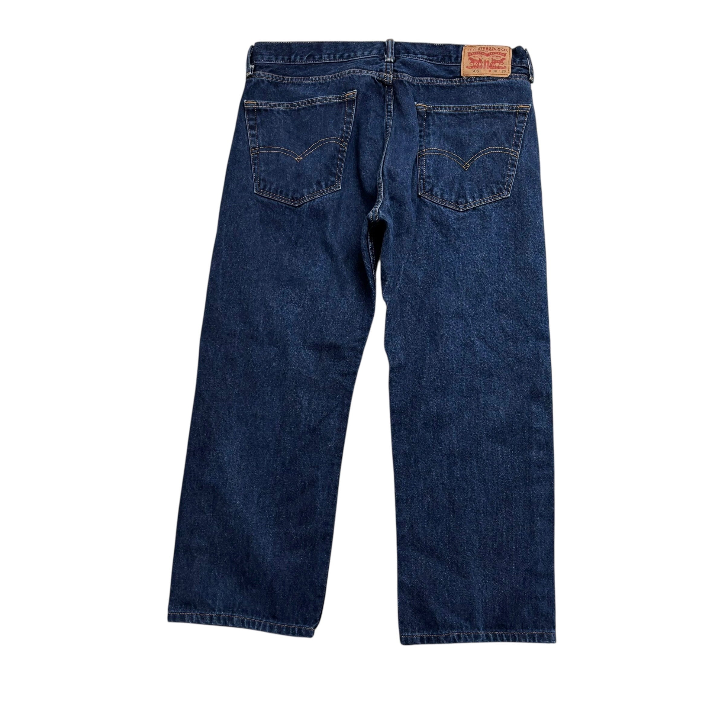 Levis 505 Jeans W36 L26 Mens Dark Blue Regular Straight Fit Denim (E)