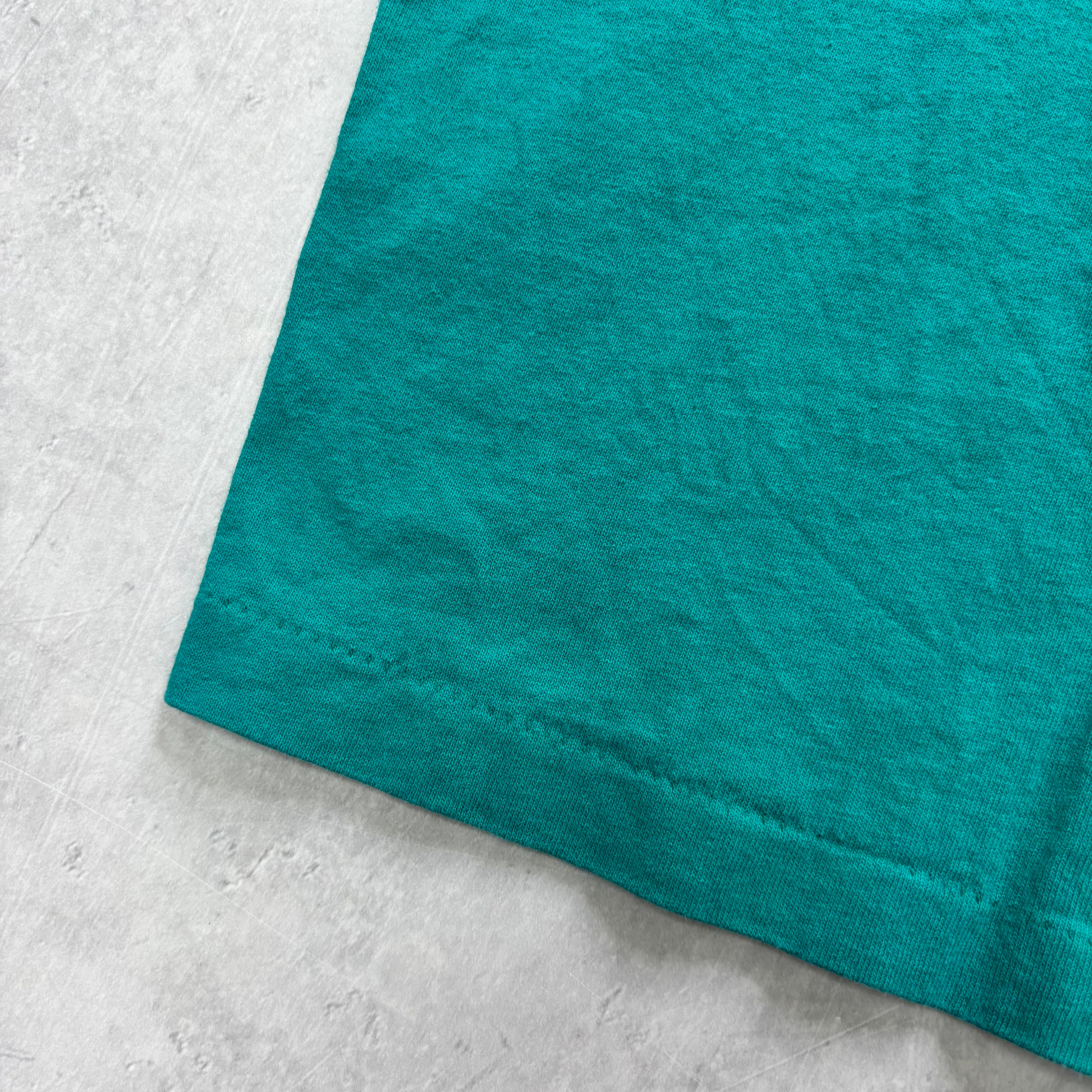 Vintage T Shirt Mens Small Teal Green Single Stitch Graphic Print 90s USA (E)