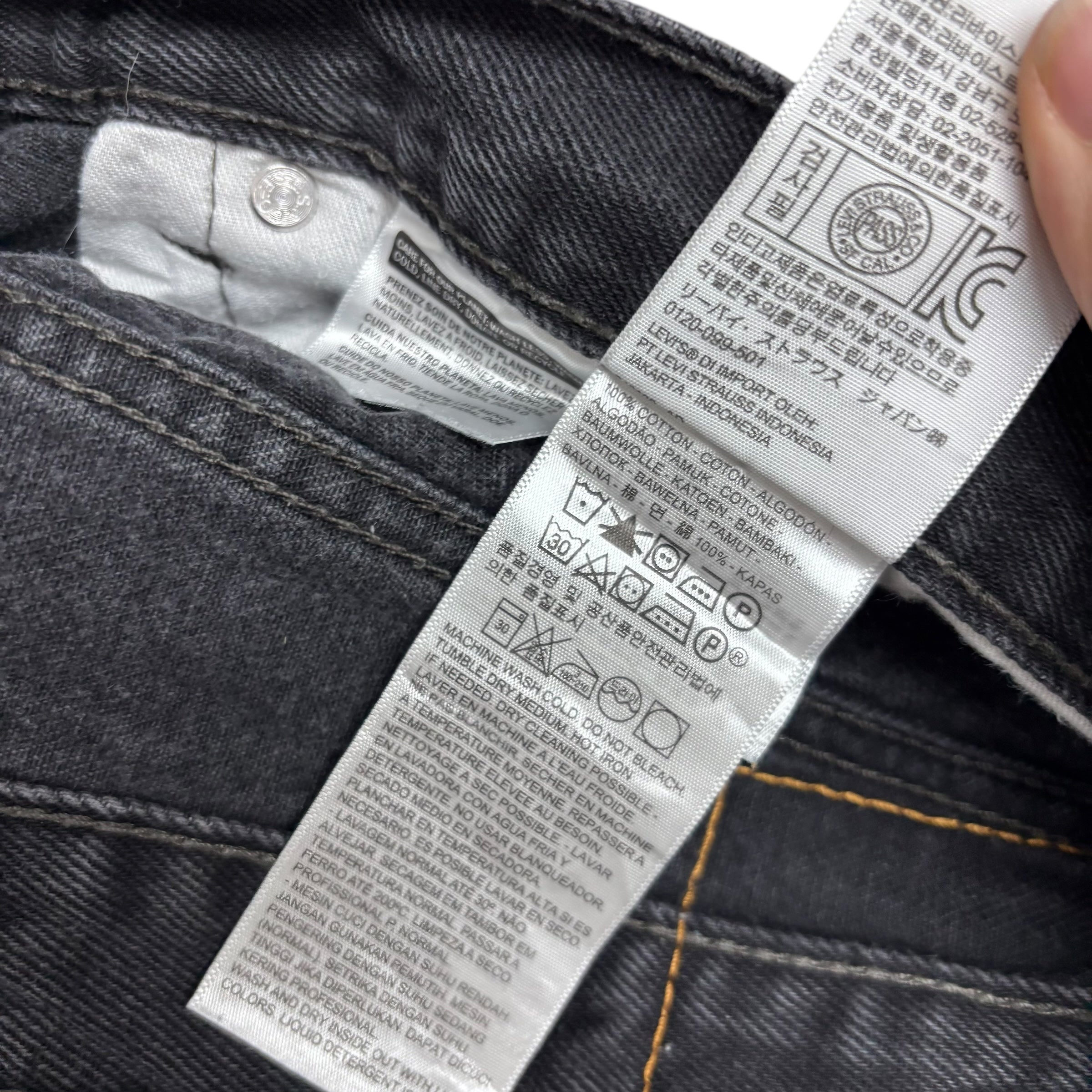 Levis 505 Jeans W36 L30 Mens Black Regular Straight Fit Denim (E)