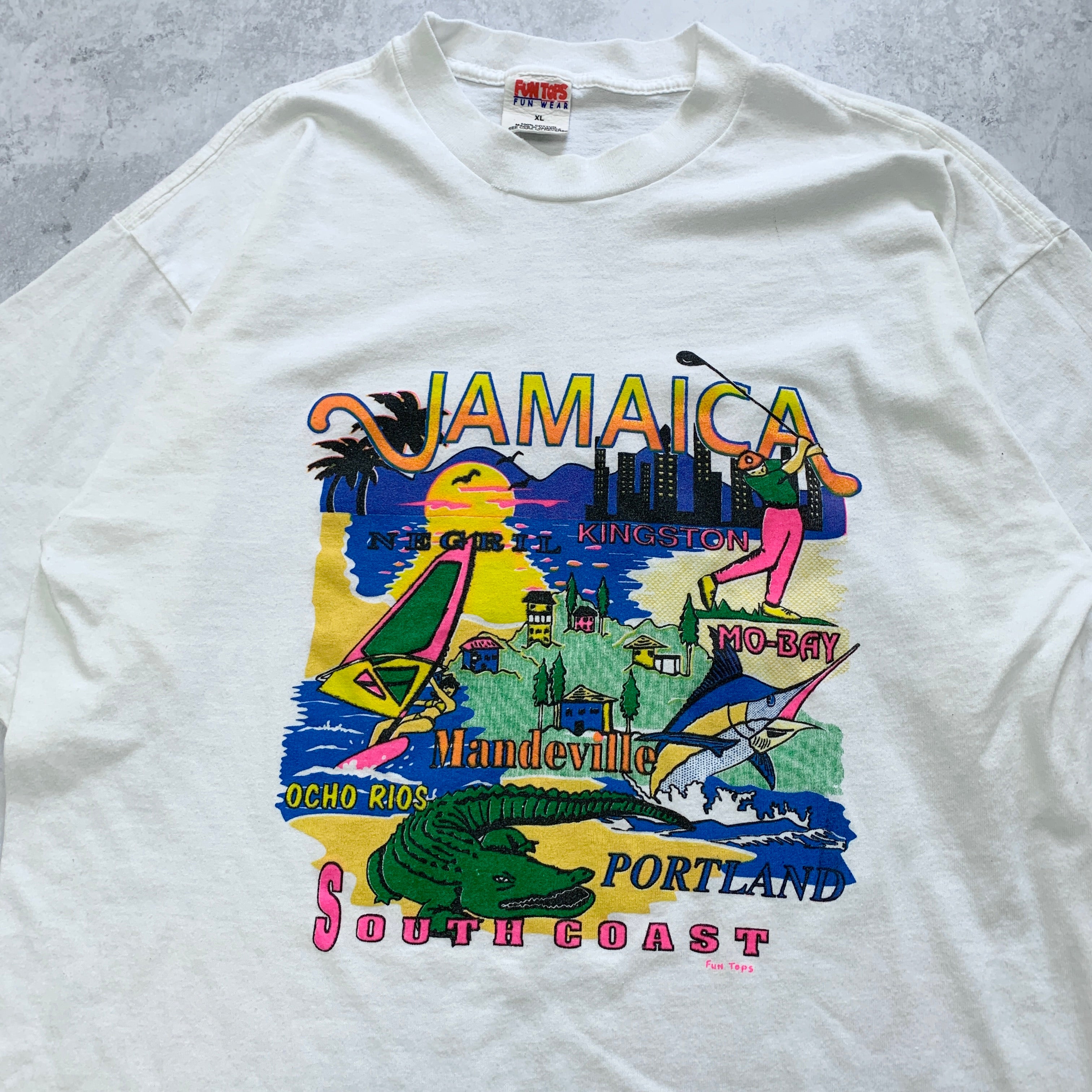 Vintage T Shirt Mens Large White Single Stitch Graphic Print 90s USA Tourist