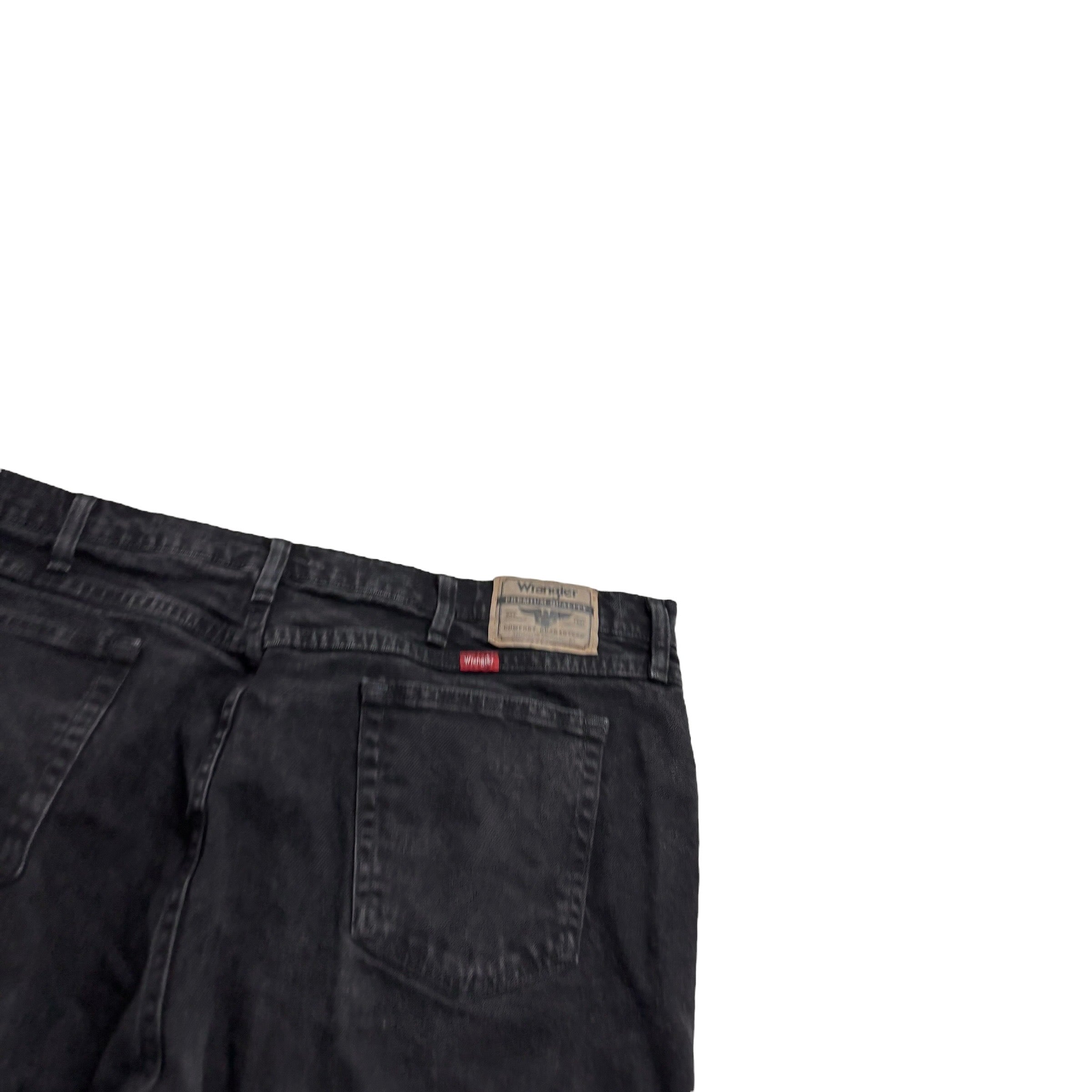 Wrangler Jeans W42 L30 Mens Black Relaxed Straight Fit Stretch Denim (E)