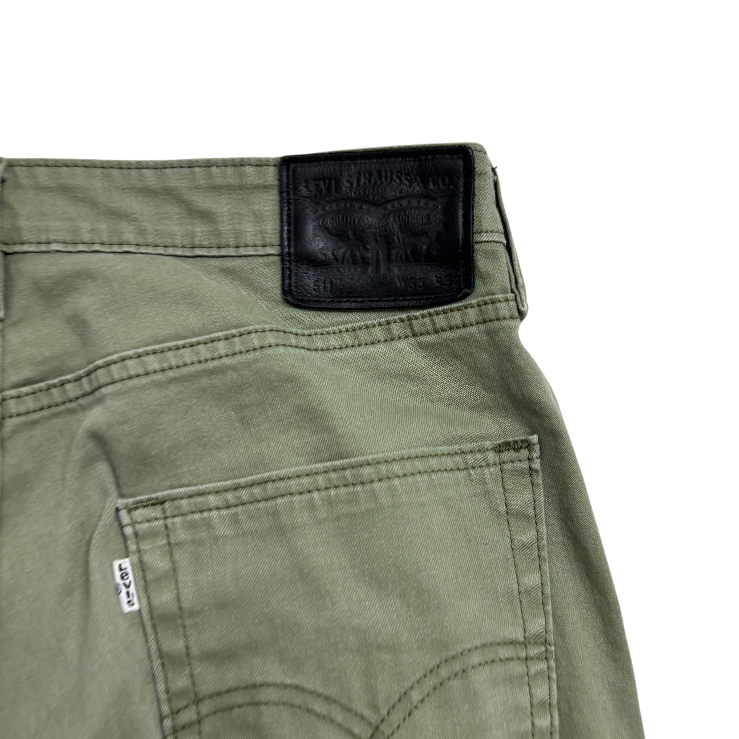 Levis 511 Commuter Trousers W32 L31 Mens Green Slim Fit Stretch Pants (E)