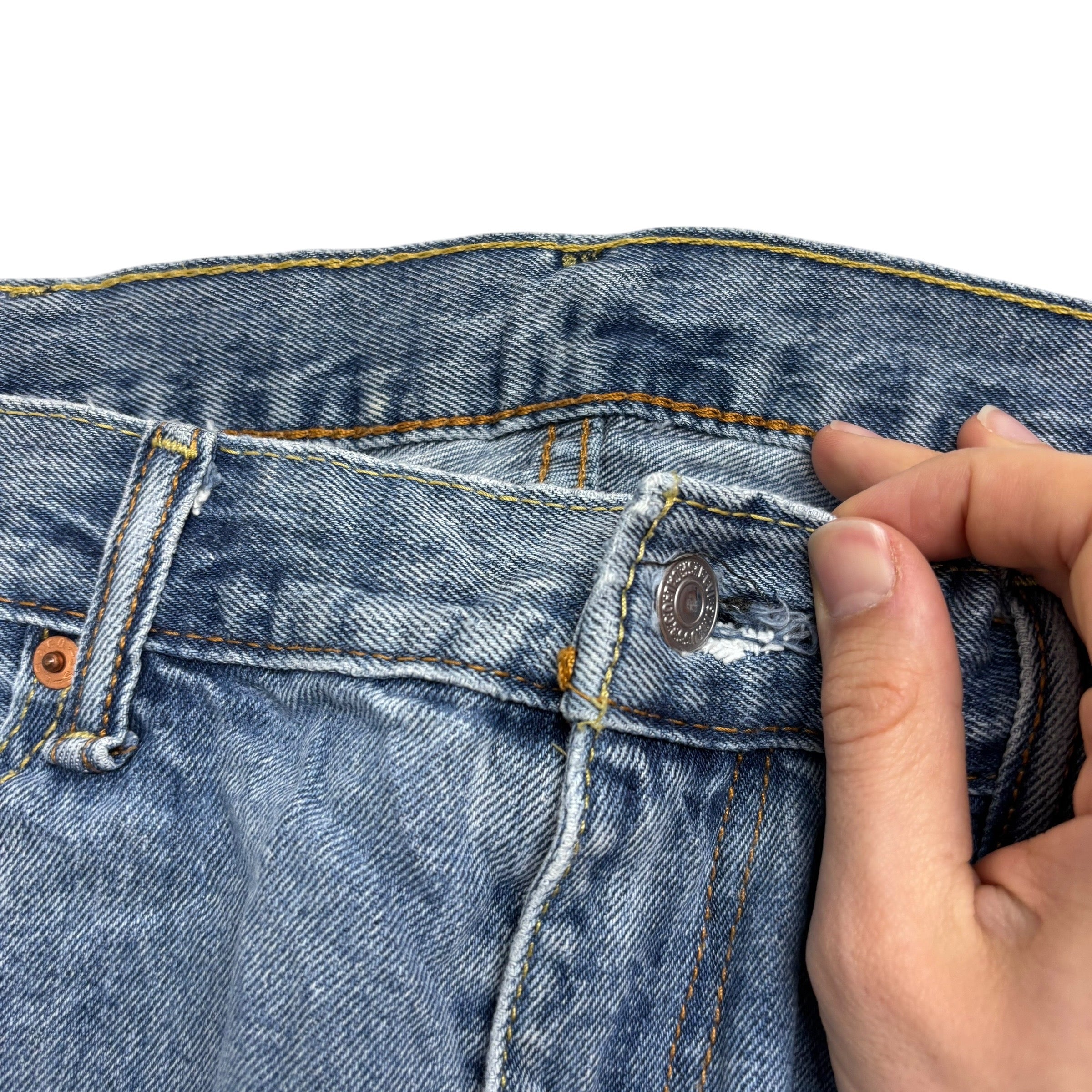 Levis 505 Jeans W38 L34 Mens Light Blue Regular Straight Fit Denim (F)