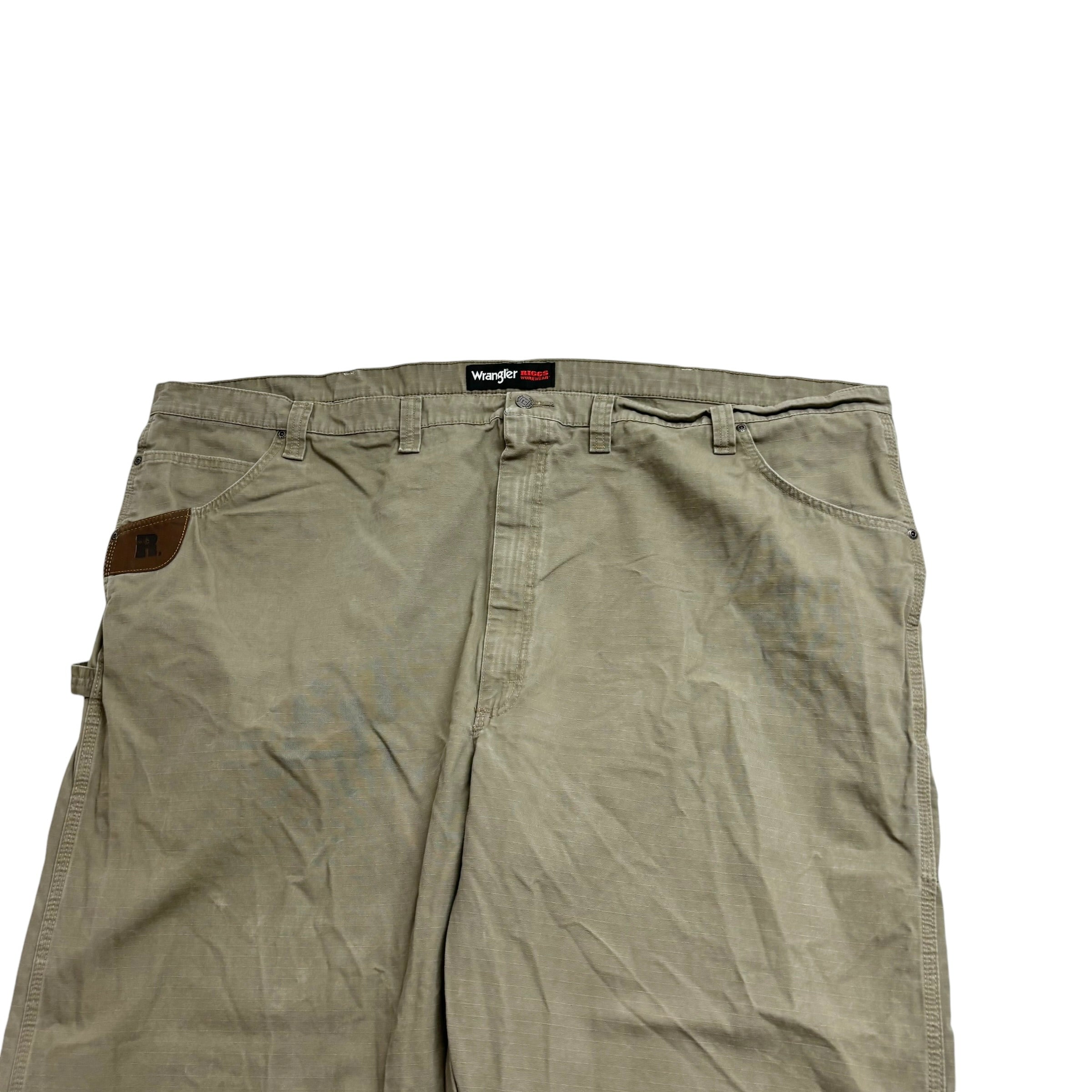 Wrangler Carpenter Pants W54 L30 Mens Green Khaki Relaxed Straight Fit Trousers