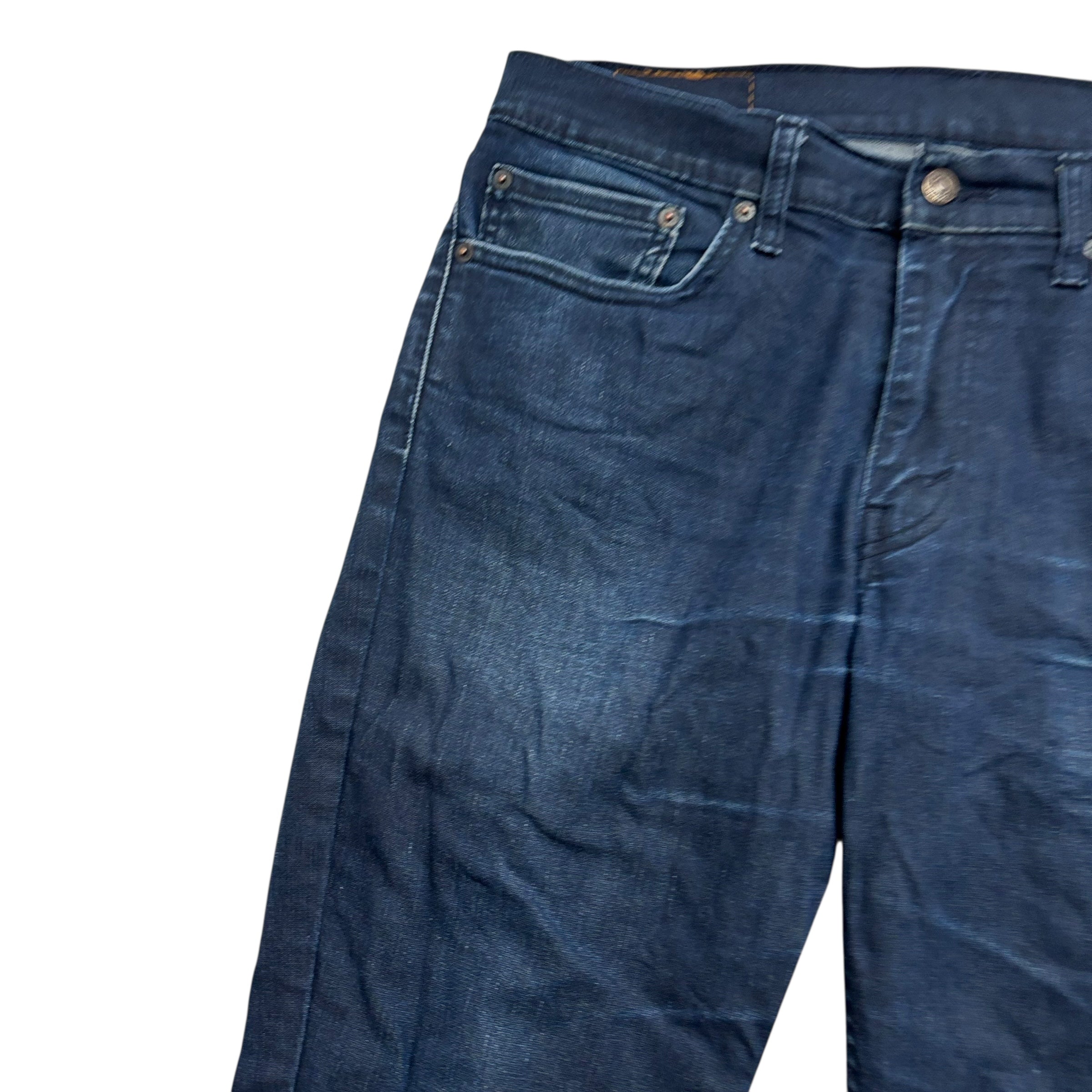 Levis 511 Jeans W34 L30 Mens Navy Blue Slim Fit Stretch Waxed Denim (F)