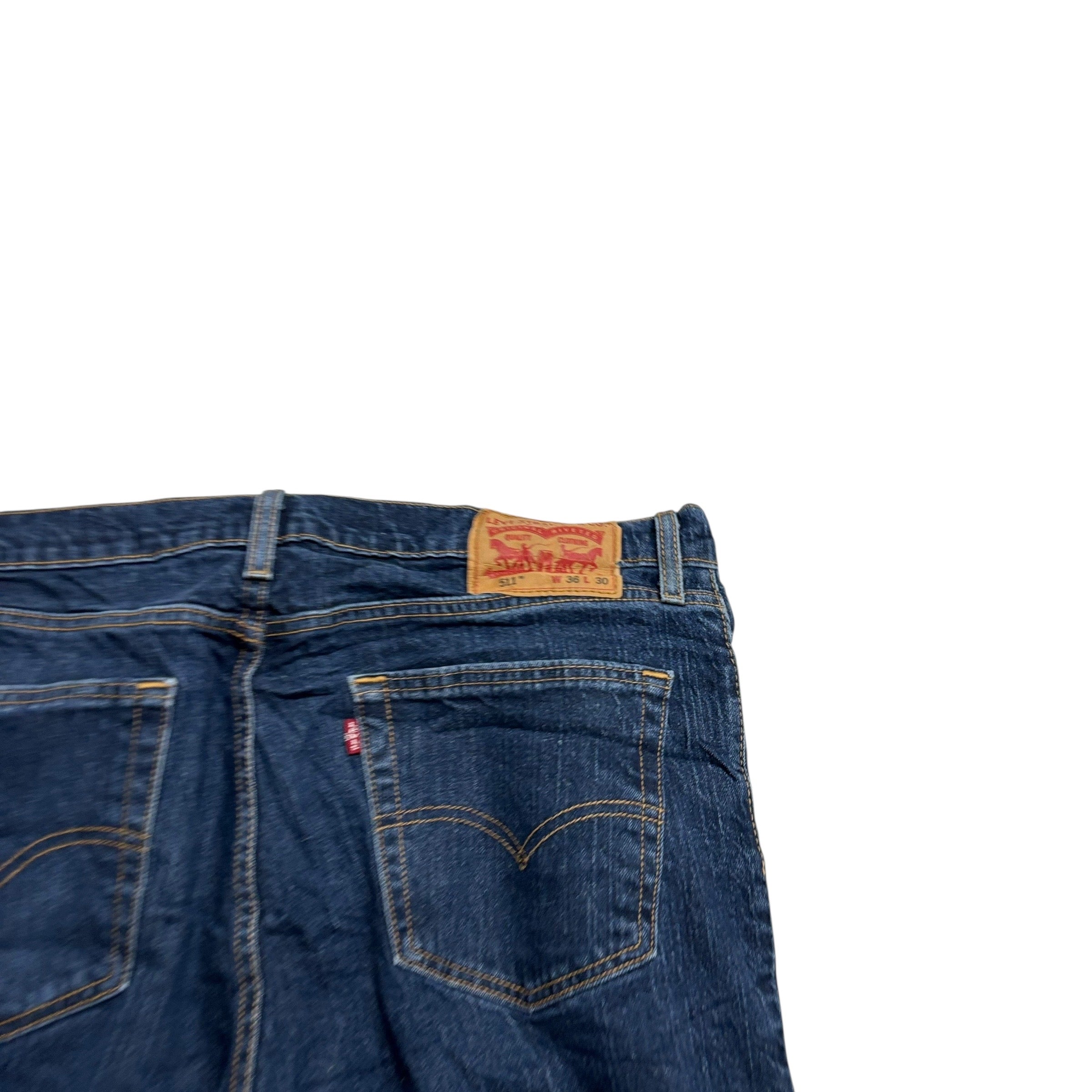 Levis 511 Jeans W36 L30 Mens Dark Blue Slim Fit Stretch Denim (E)