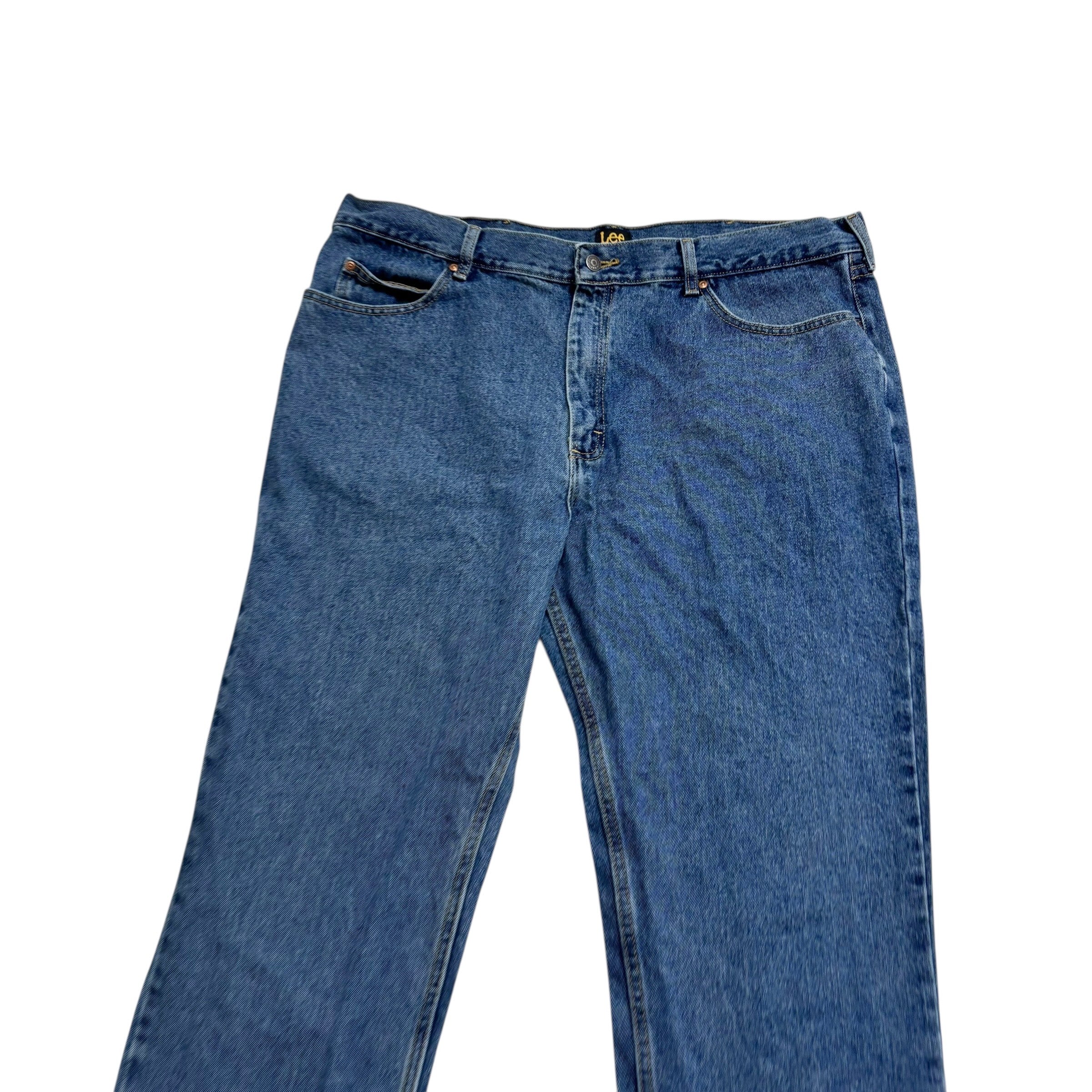 Lee Jeans W42 L32 Mens Mid Blue Relaxed Straight Fit Denim (E)