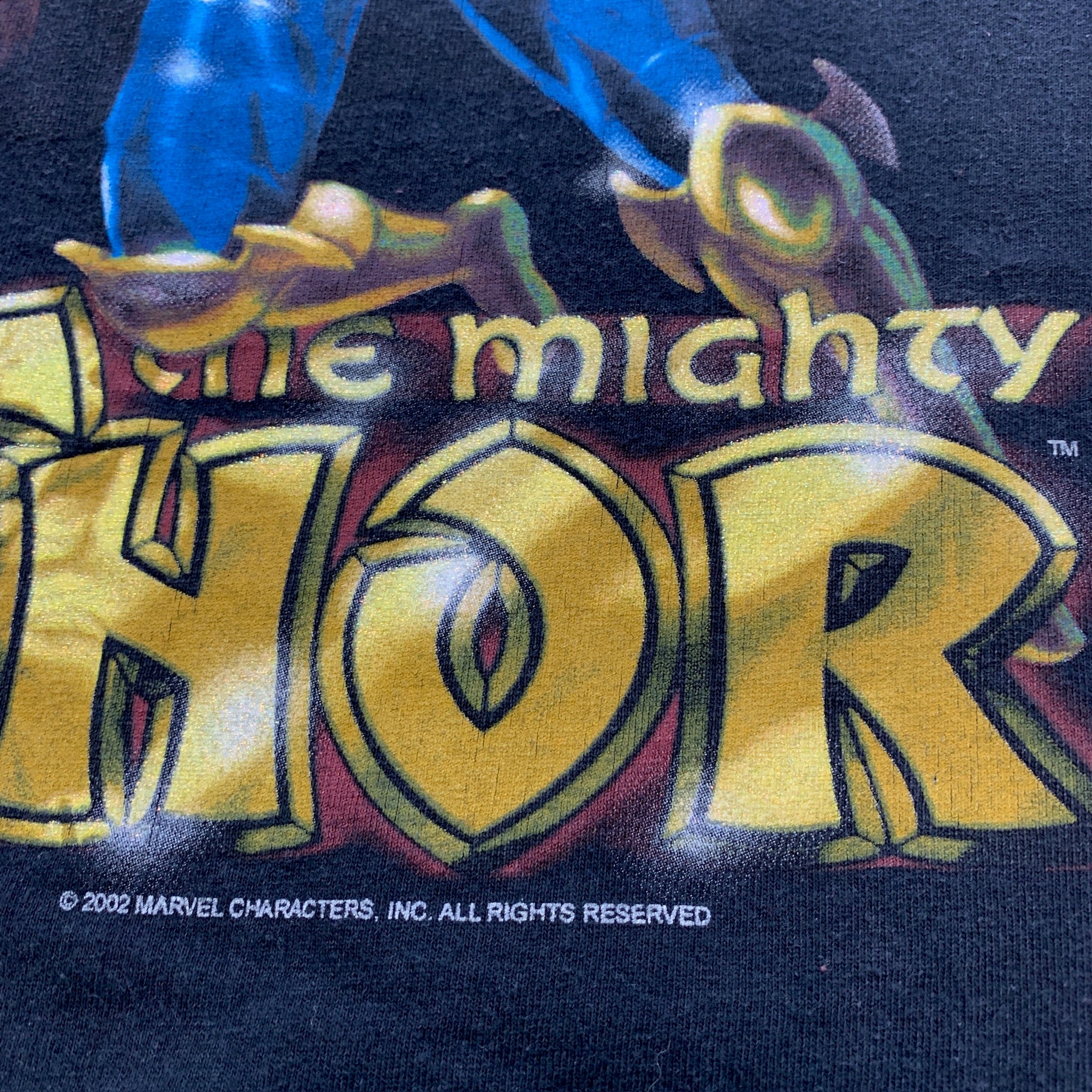 Vintage T Shirt Mens XL Black Marvel Mad Engine Mighty Thor Longsleeve 2002 Y2K