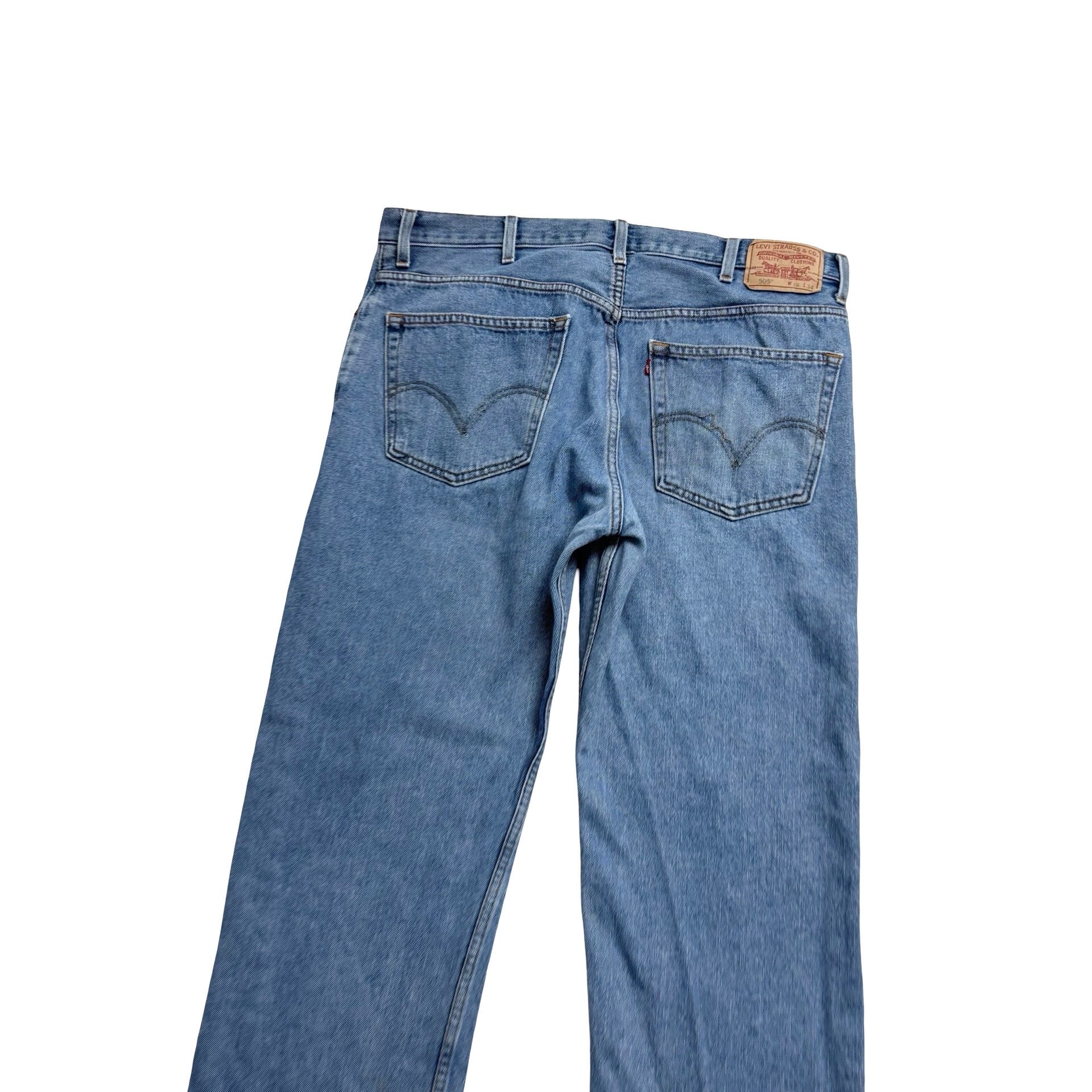 Levis 505 Jeans W38 L34 Mens Light Blue Regular Straight Fit Vintage Denim (E)