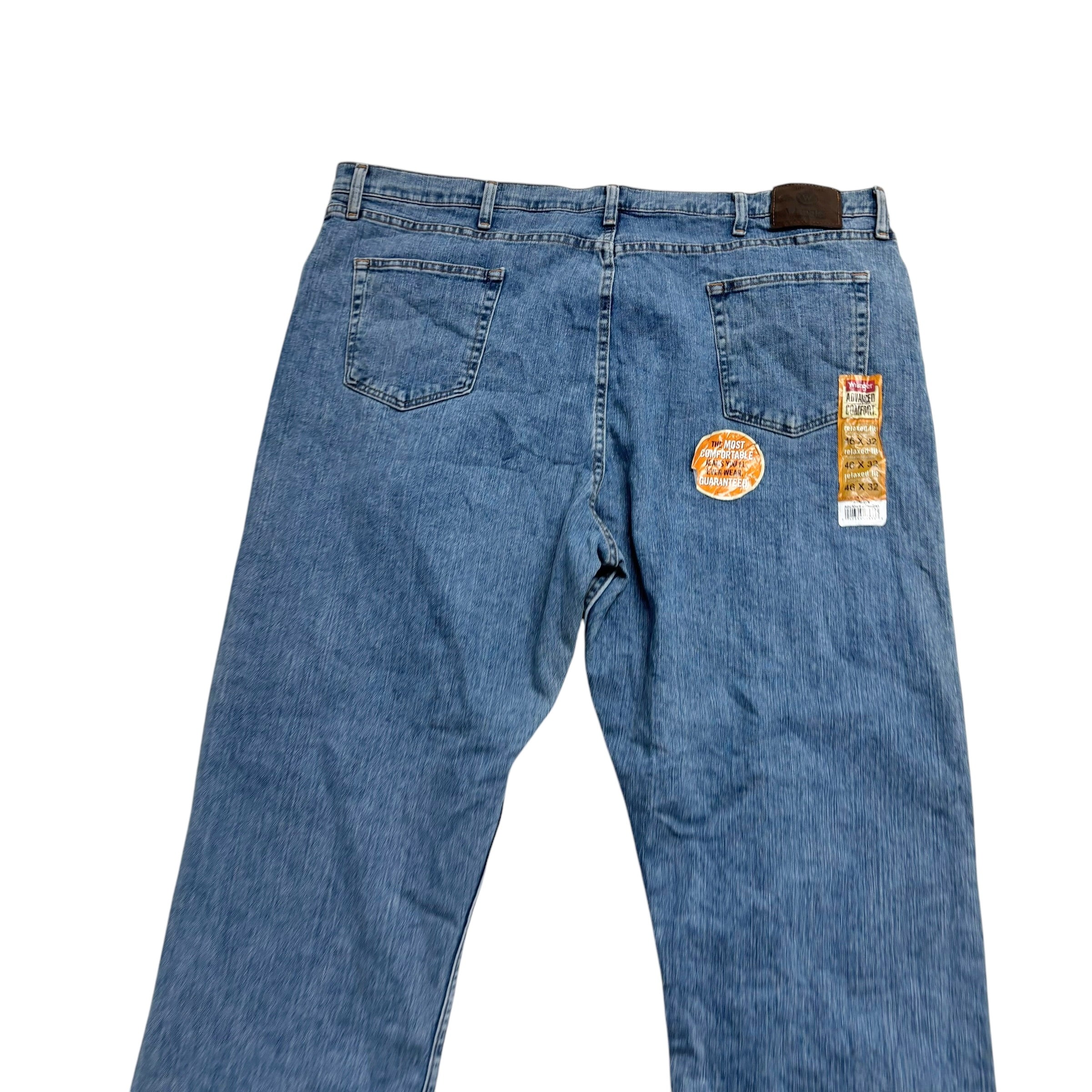 Wrangler Jeans W46 L32 Mens Light Blue Relaxed Straight Fit Stretch Denim (E)
