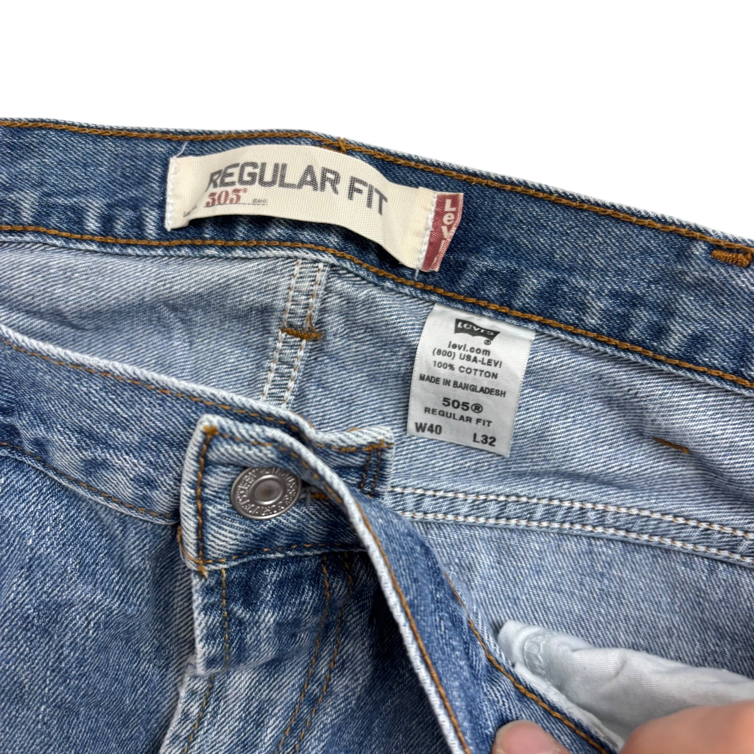 Levis 505 Jeans W38 L32 Mens Mid Blue Regular Straight Fit Vintage Denim