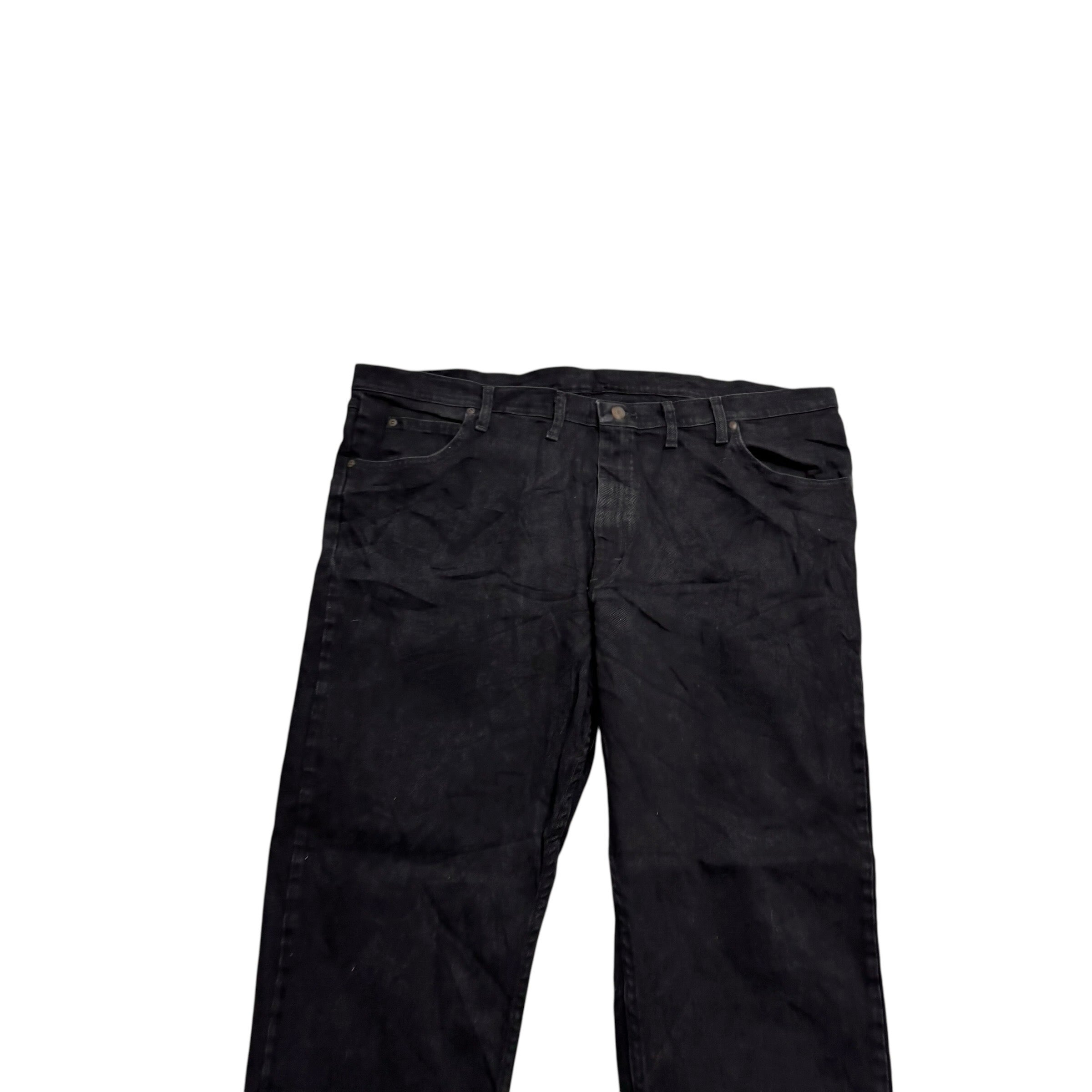 Wrangler Jeans W44 L30 Mens Black Relaxed Straight Fit Stretch Denim (E)