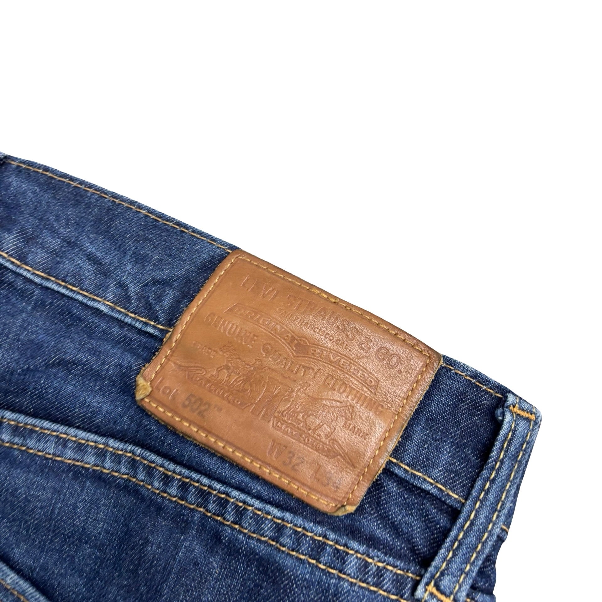 Levis 502 Jeans W32 L33 Mens Dark Blue Regular Tapered Fit Stretch Premium