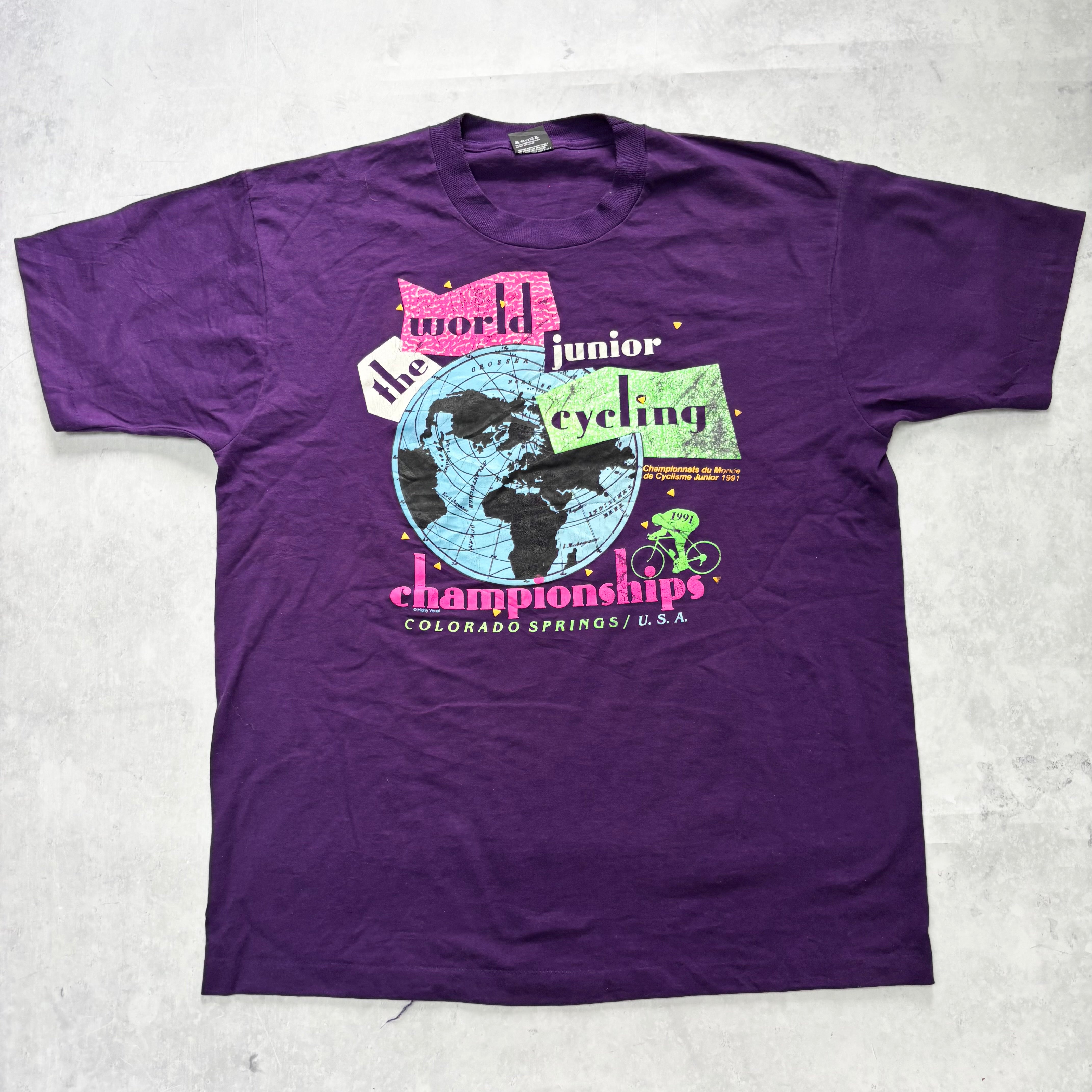 Vintage T Shirt Mens XL Purple Single Stitch Graphic Print 90s USA