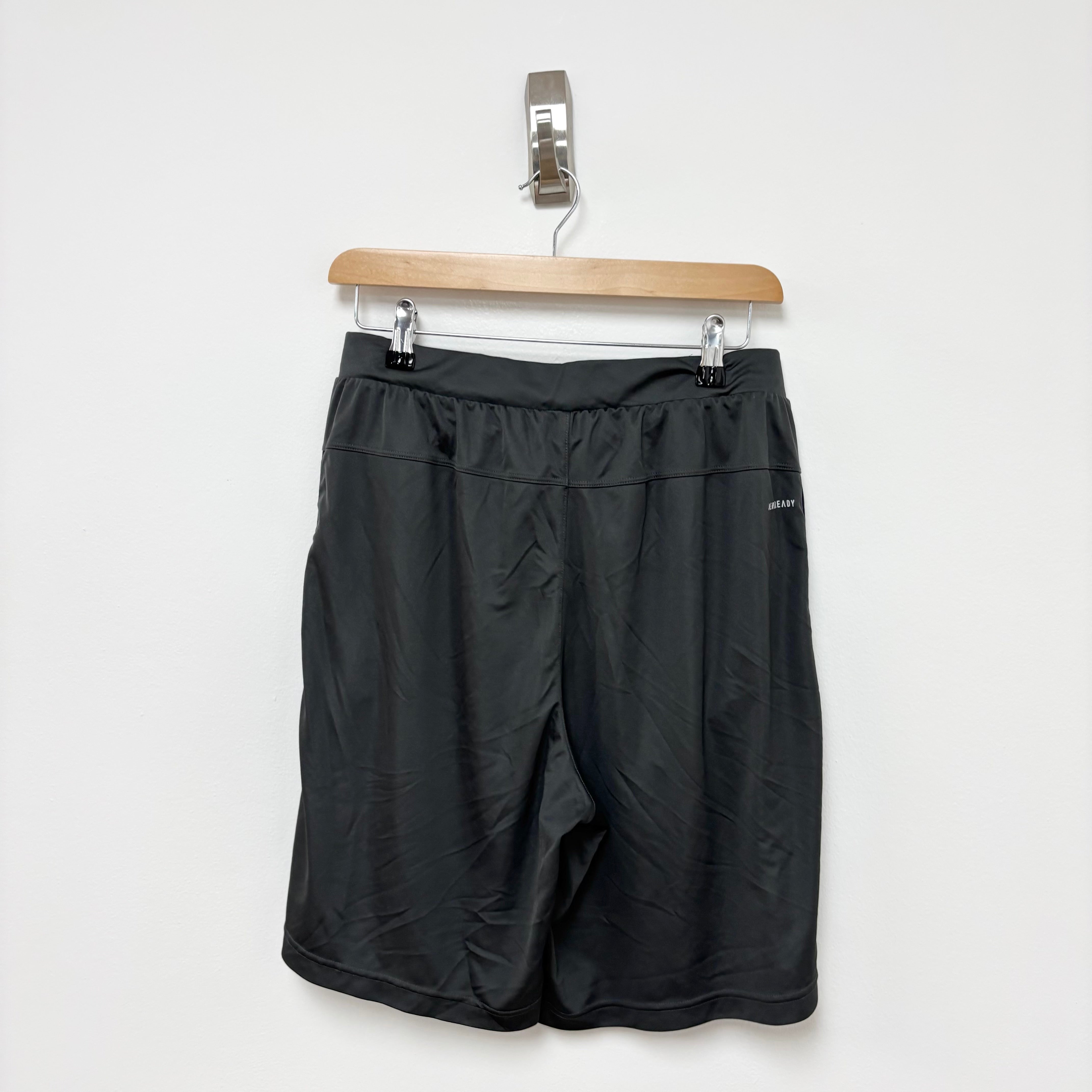 Adidas Shorts Mens Large Grey Sports Running Gym Athletic Pockets (E)