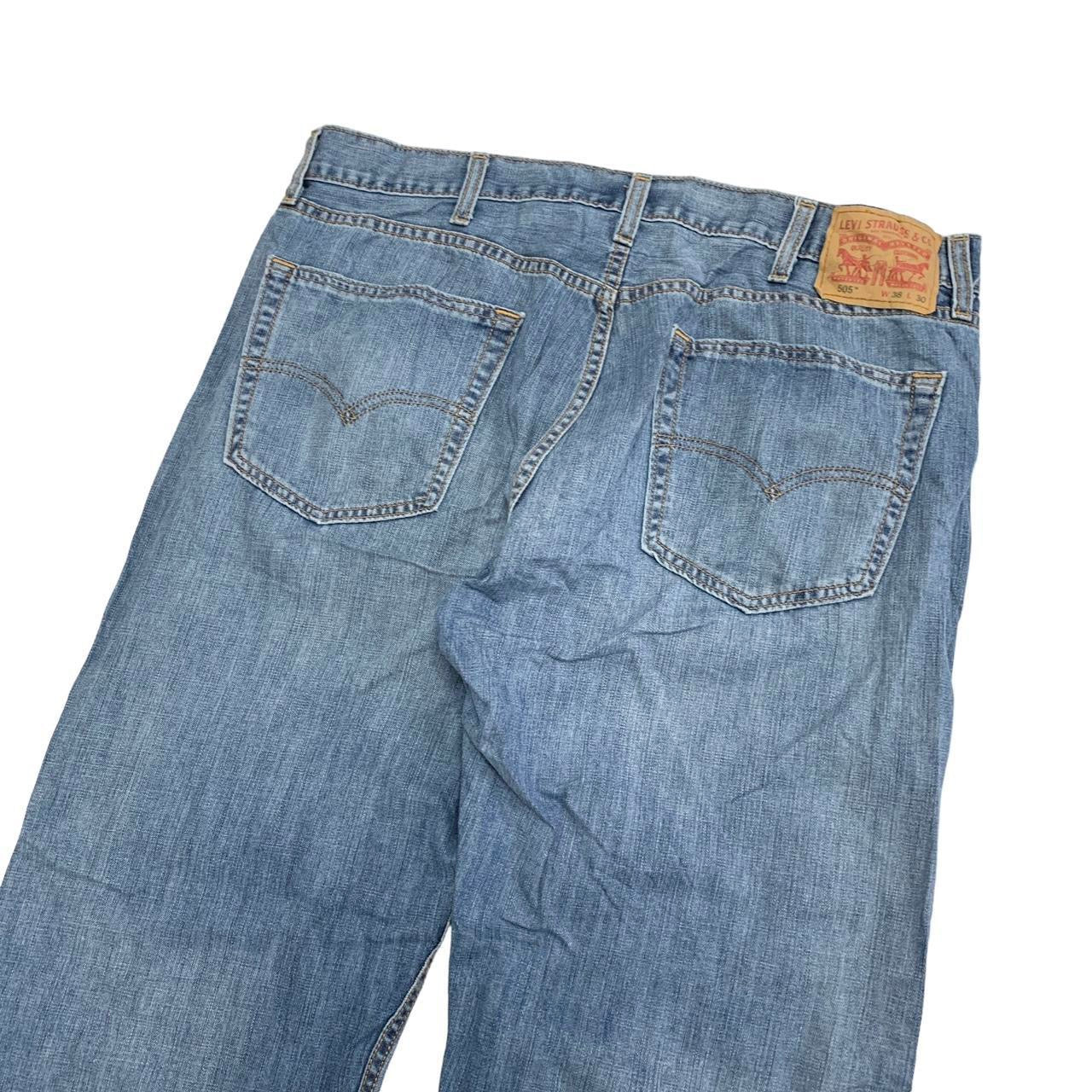 Levis 505 Jeans W38 L30 Mens Mid Blue Regular Straight Fit Denim