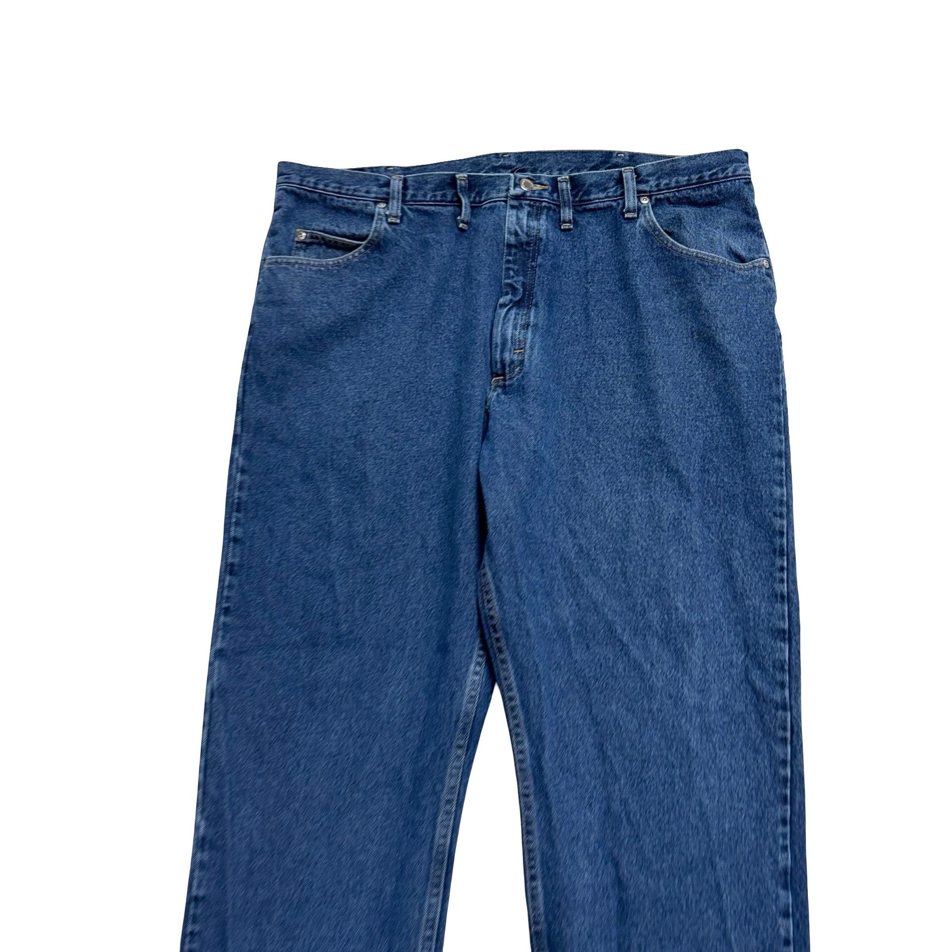 Wrangler Jeans W44 L32 Mens Mid Blue Relaxed Straight Fit Denim (E)