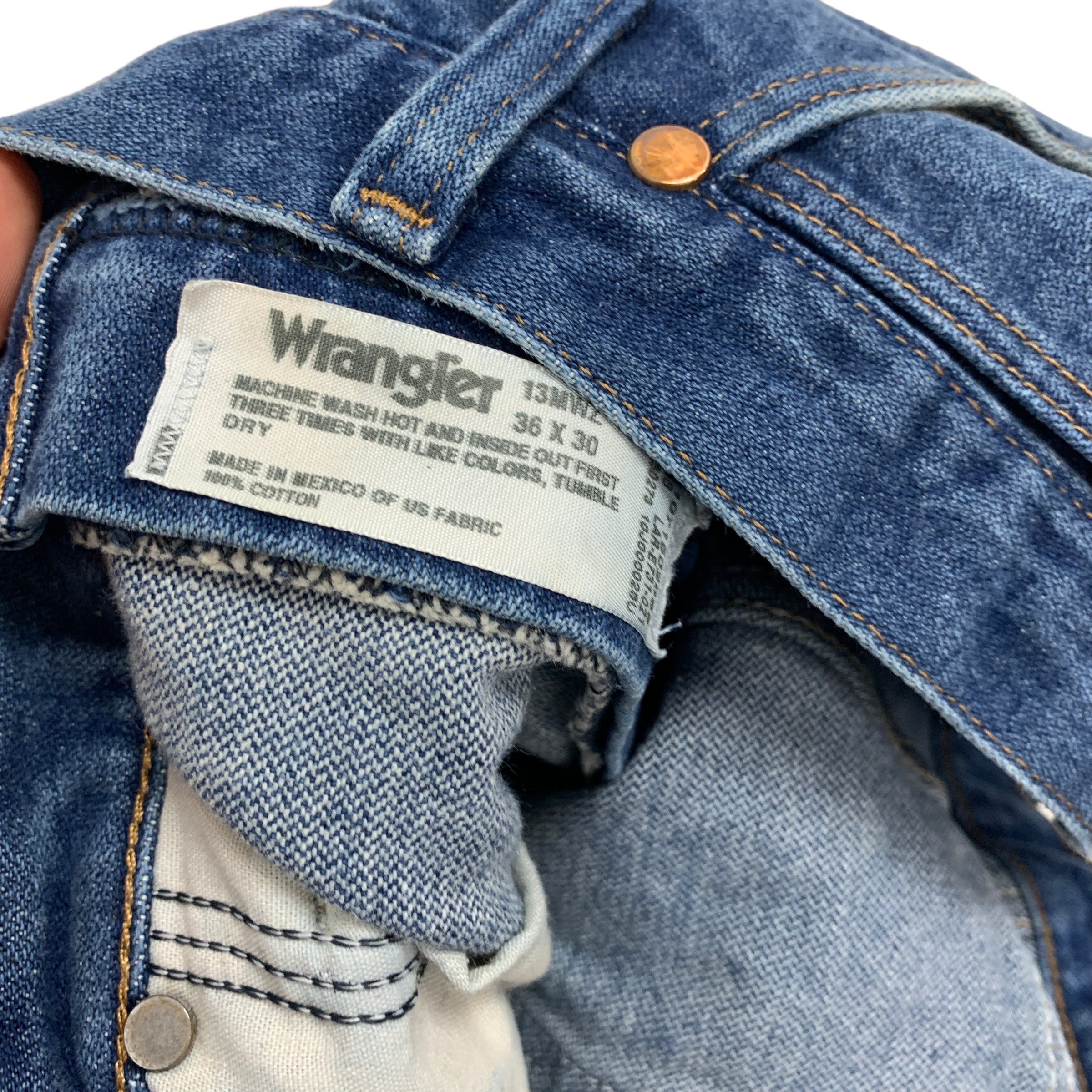 Wrangler Jeans W35 L29 Mens Cowboy Cut Mid Blue 13MWZ Original Fit Vintage Denim