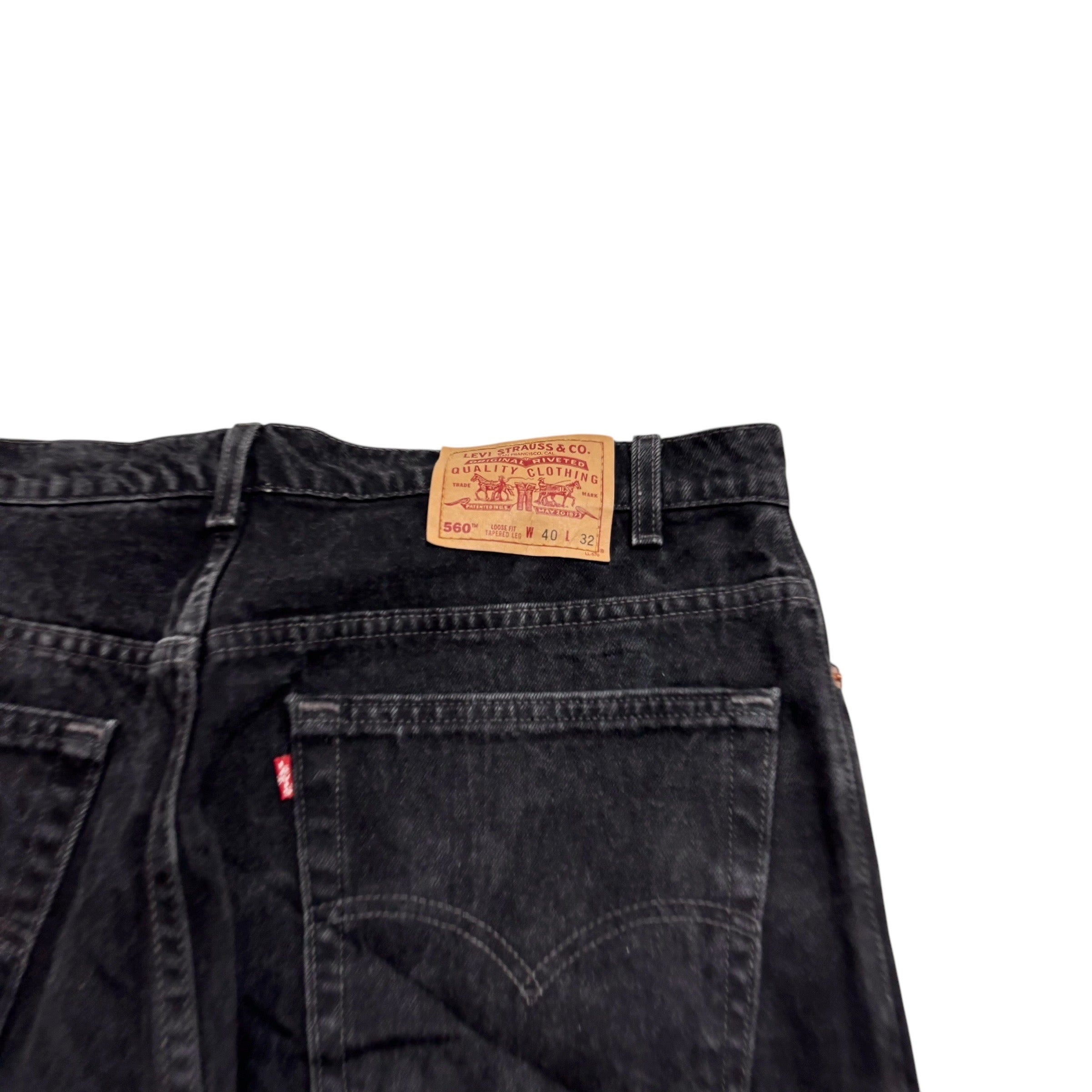 Levis 560 Jeans W40 L32 Mens Black Relaxed Tapered Fit Made In USA Vintage (E)