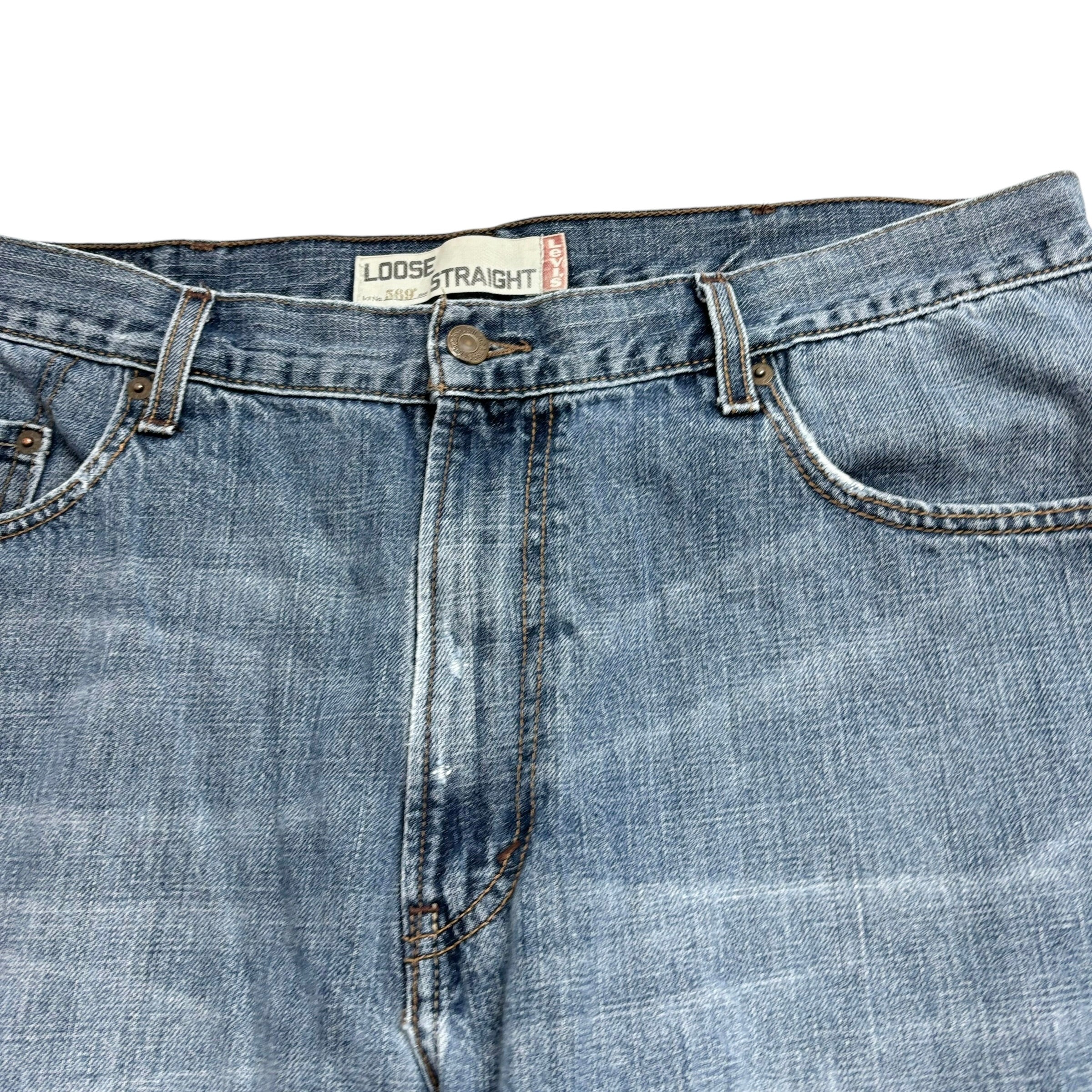 Levis 569 Jeans W38 L32 Mens Mid Blue Baggy Relaxed Straight Fit Vintage Denim