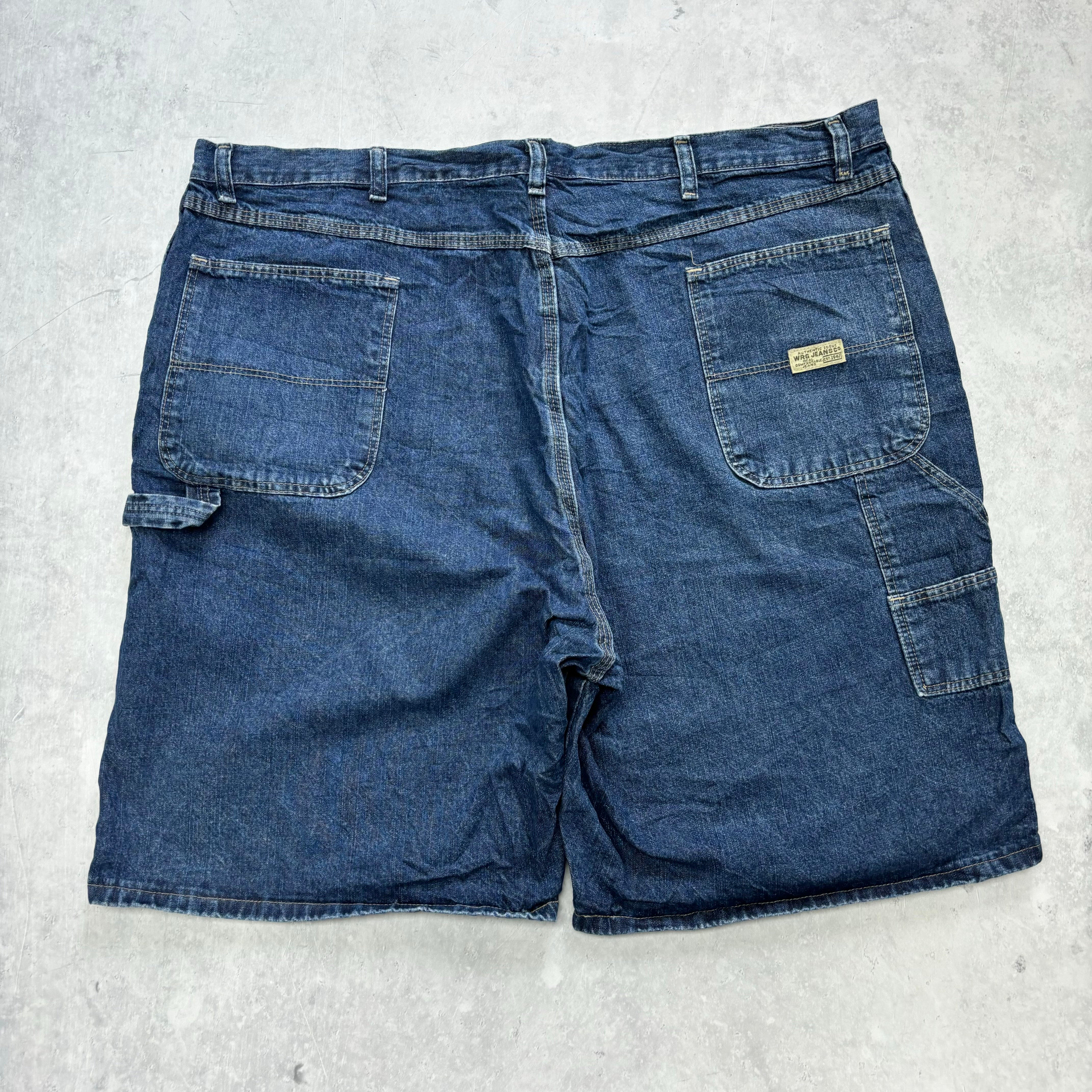 Vintage Wrangler Jorts W44 Mens Denim Shorts Dark Blue Baggy Relaxed Carpenter