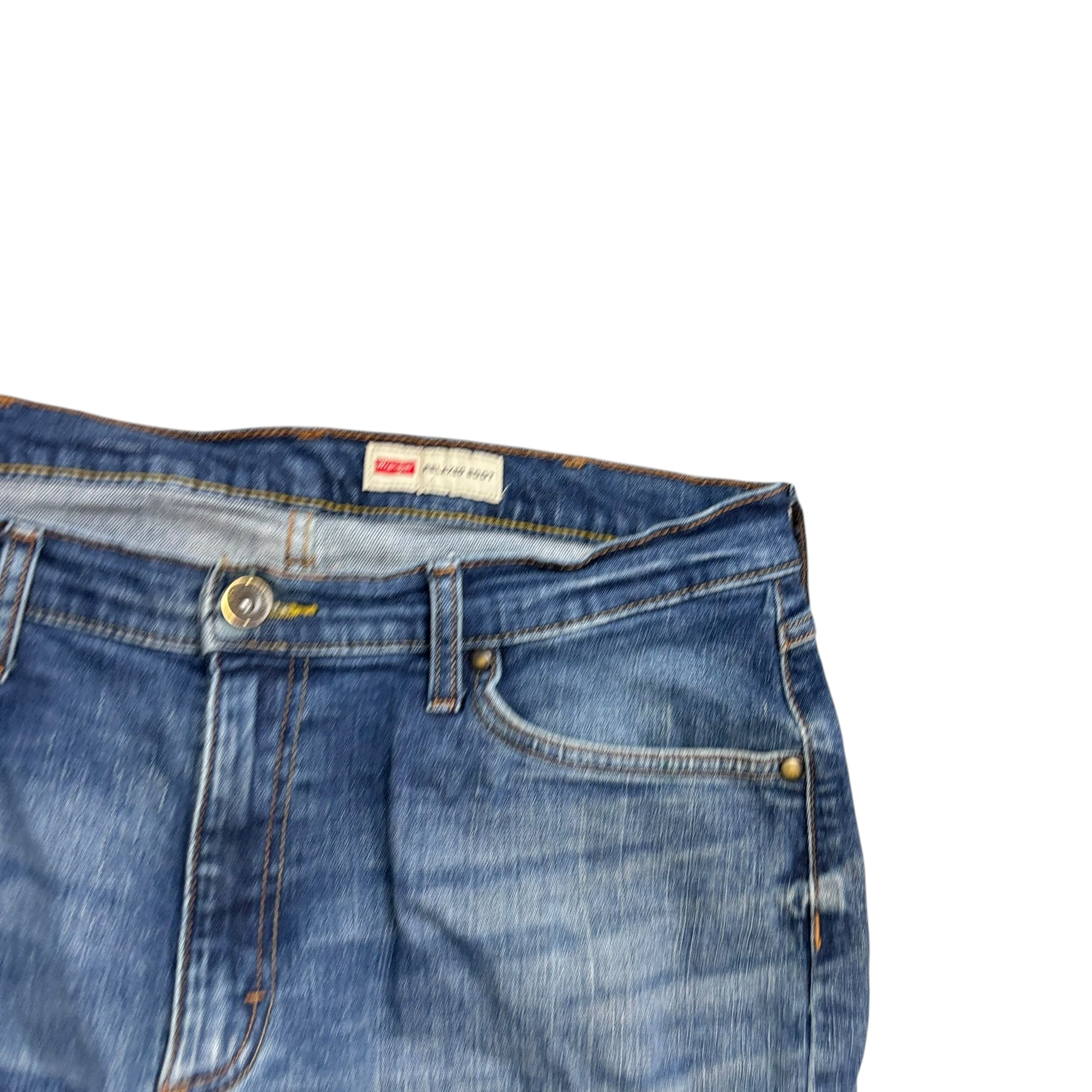 Wrangler Jeans W34 L30 Mens Mid Blue Relaxed Bootcut Fit Stretch