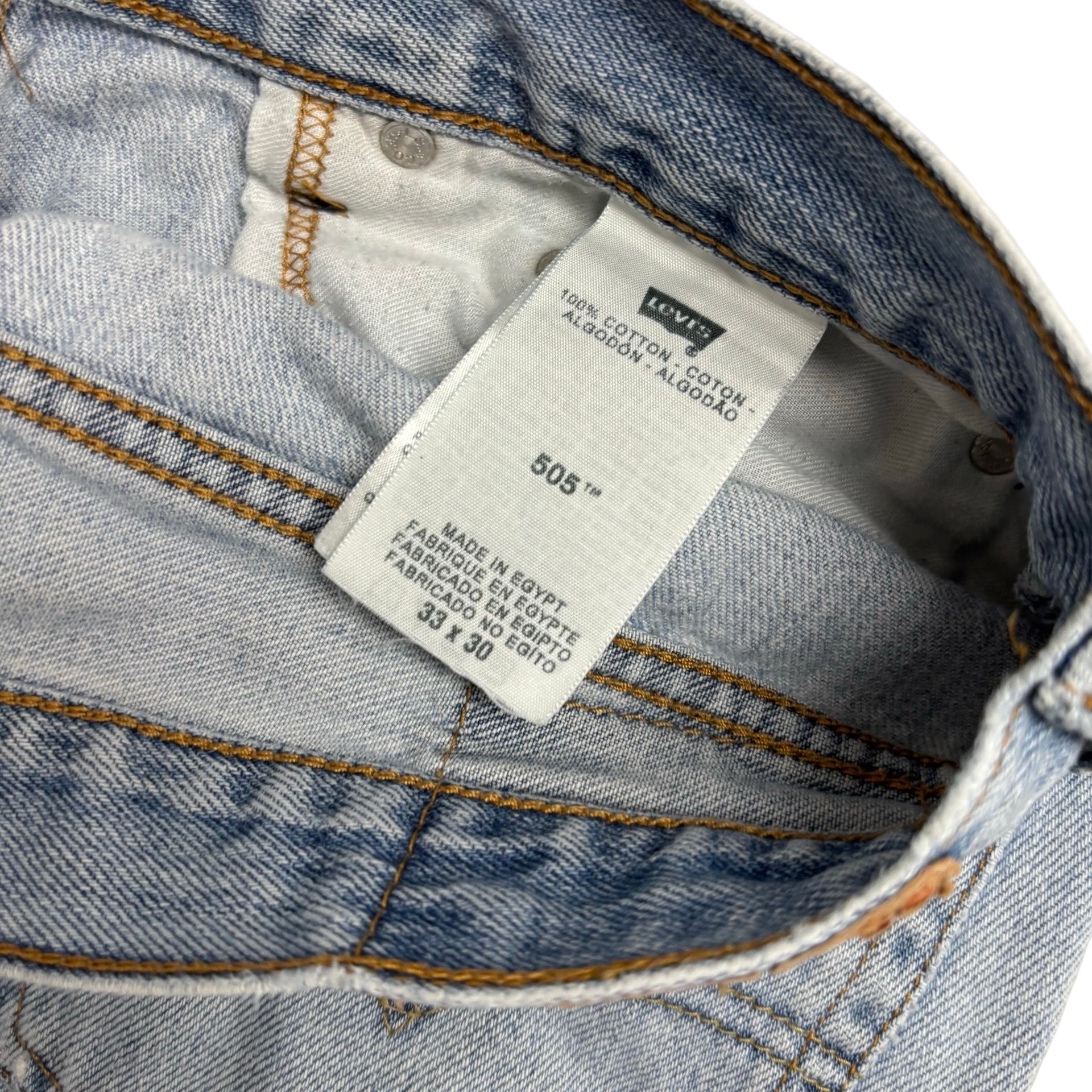 Levis 505 Jeans W33 L30 Mens Light Blue Regular Straight Fit Vintage Denim (F)