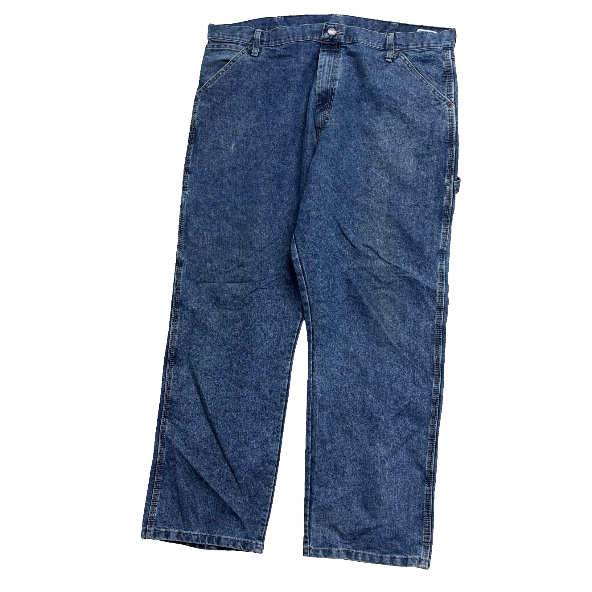 Wrangler Carpenter Jeans W40 L30 Mens Mid Blue Relaxed Straight Fit Denim