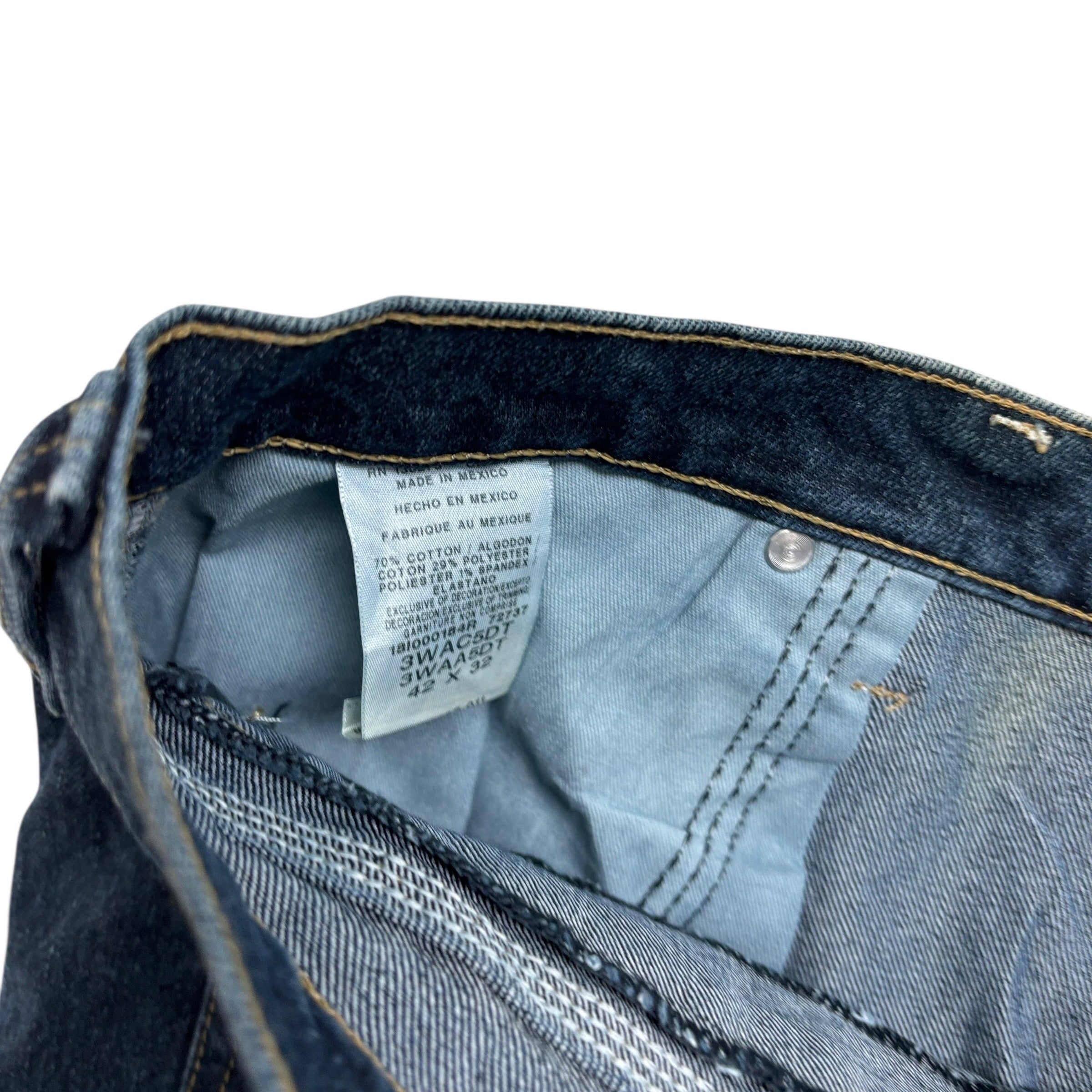 Wrangler Jeans W42 L28 Mens Dark Blue Relaxed Straight Fit Stretch Denim