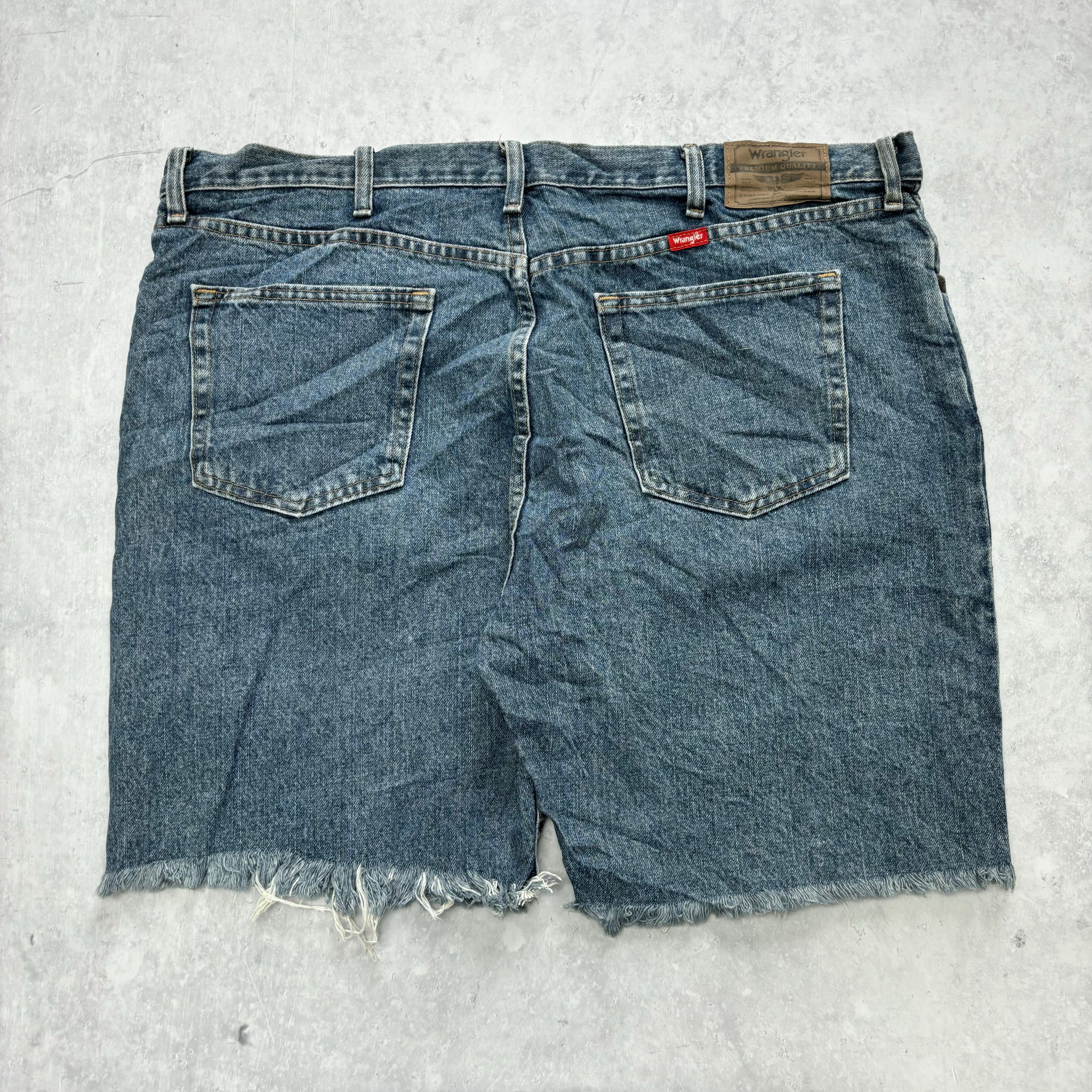 Vintage Wrangler Jorts W42 Mens Denim Shorts Mid Blue Baggy Relaxed Fit