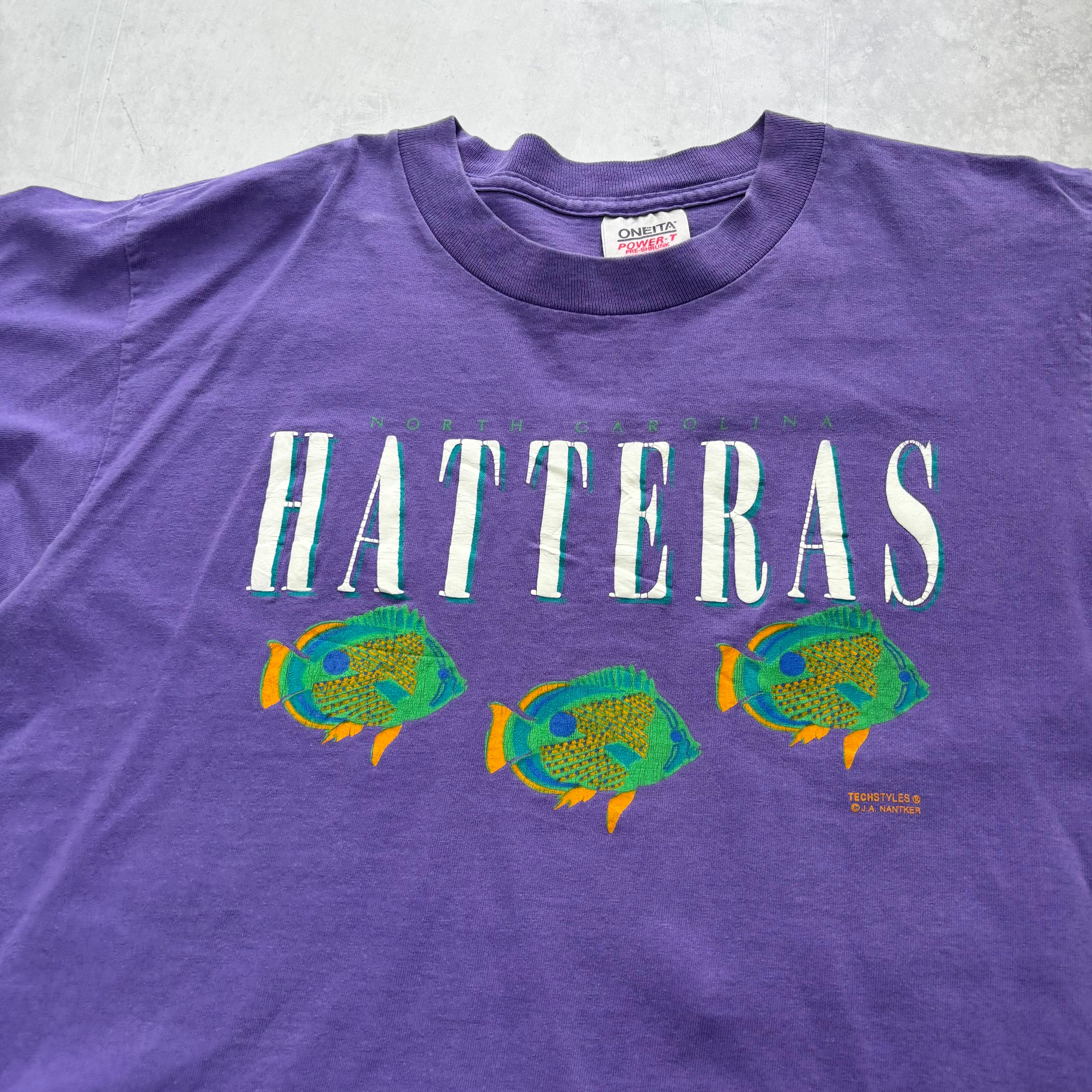 Vintage T Shirt Mens Medium Purple Single Stitch Graphic Print 90s Tourist (E)