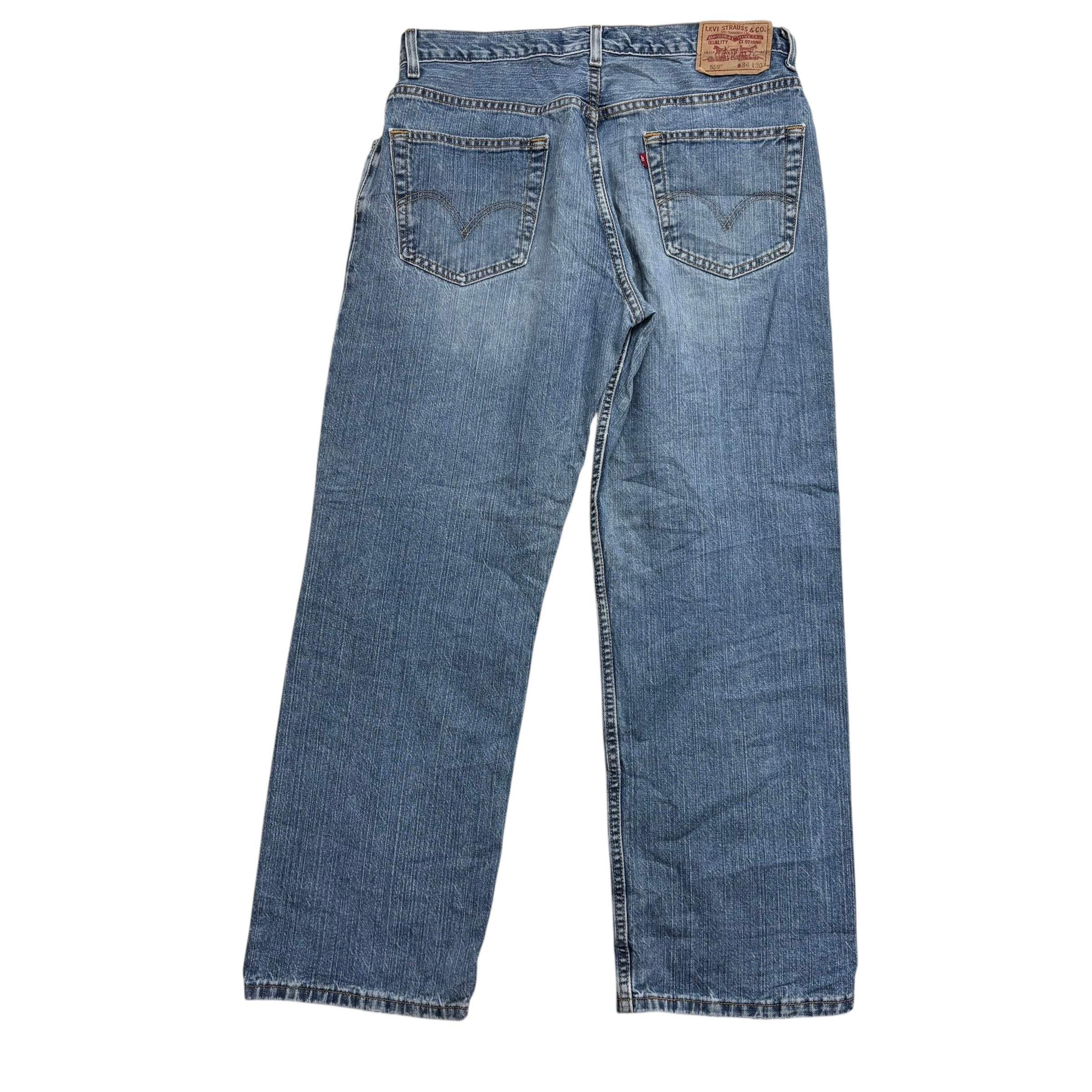 Levis 559 Jeans W34 L30 Mens Mid Blue Baggy Relaxed Straight Vintage Denim (E)