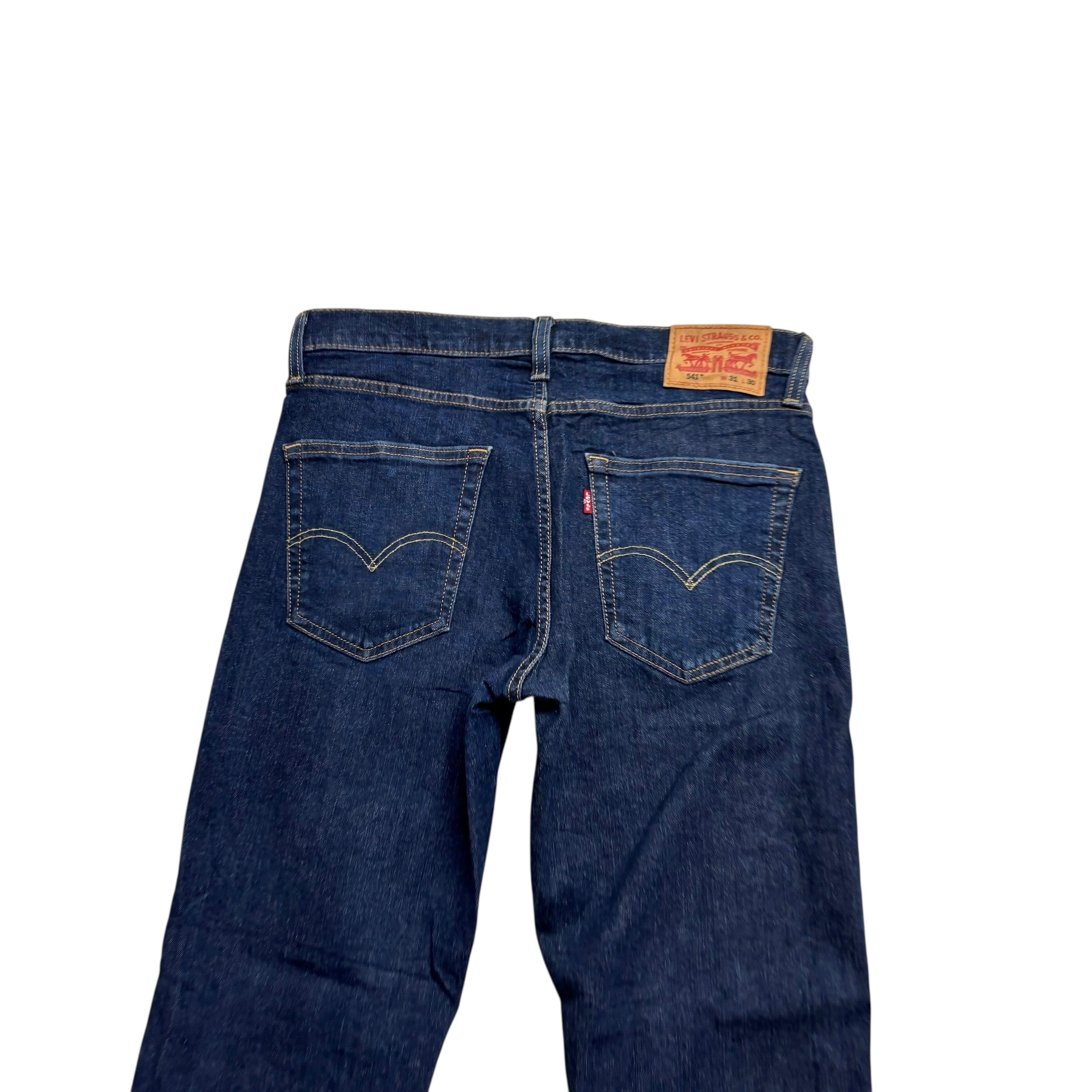 Levis 541 Jeans W31 L30 Mens Dark Blue Athletic Tapered Fit Stretch Denim (E)