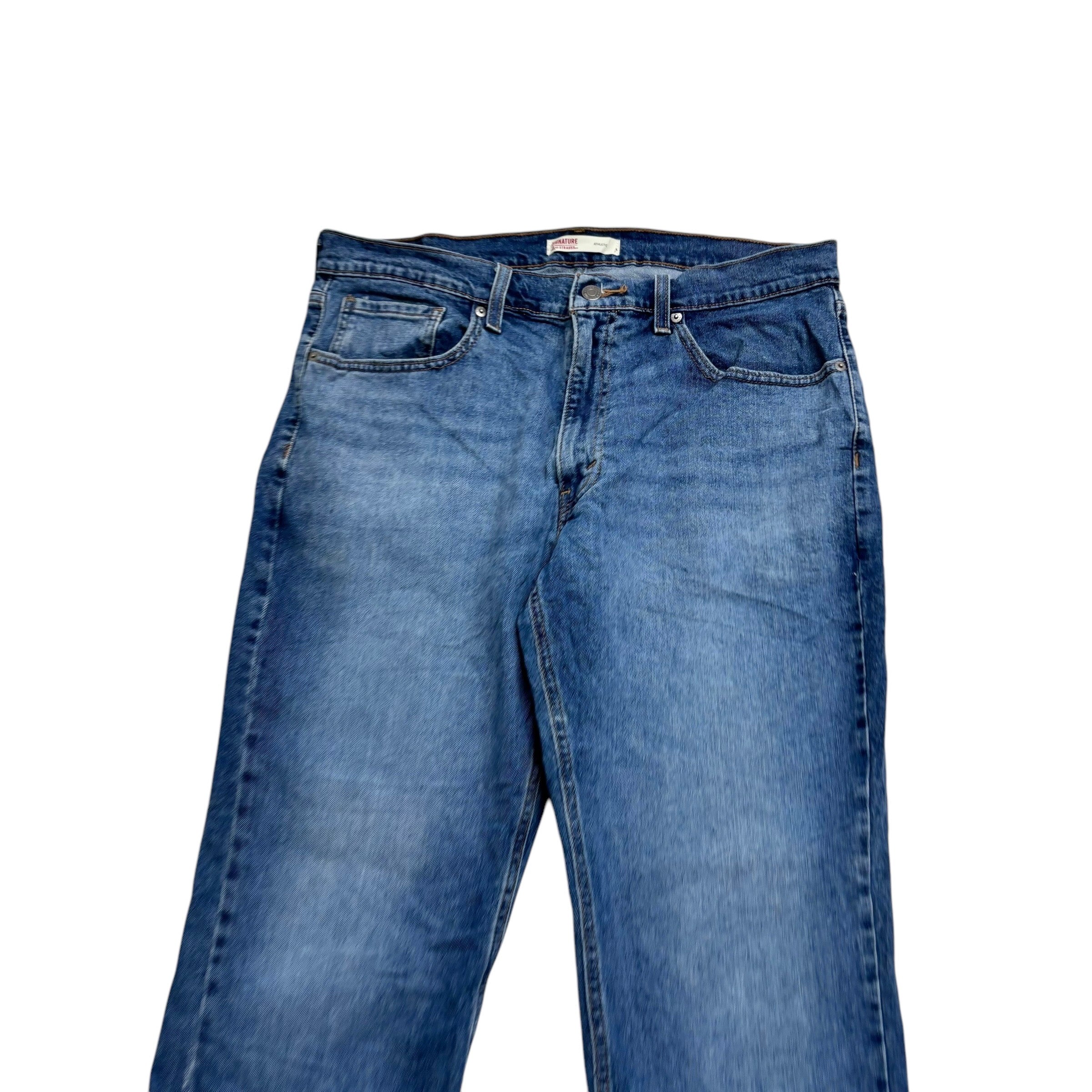 Levis Signature Jeans W36 L31 Mens Mid Blue Athletic Tapered Fit Stretch (E)