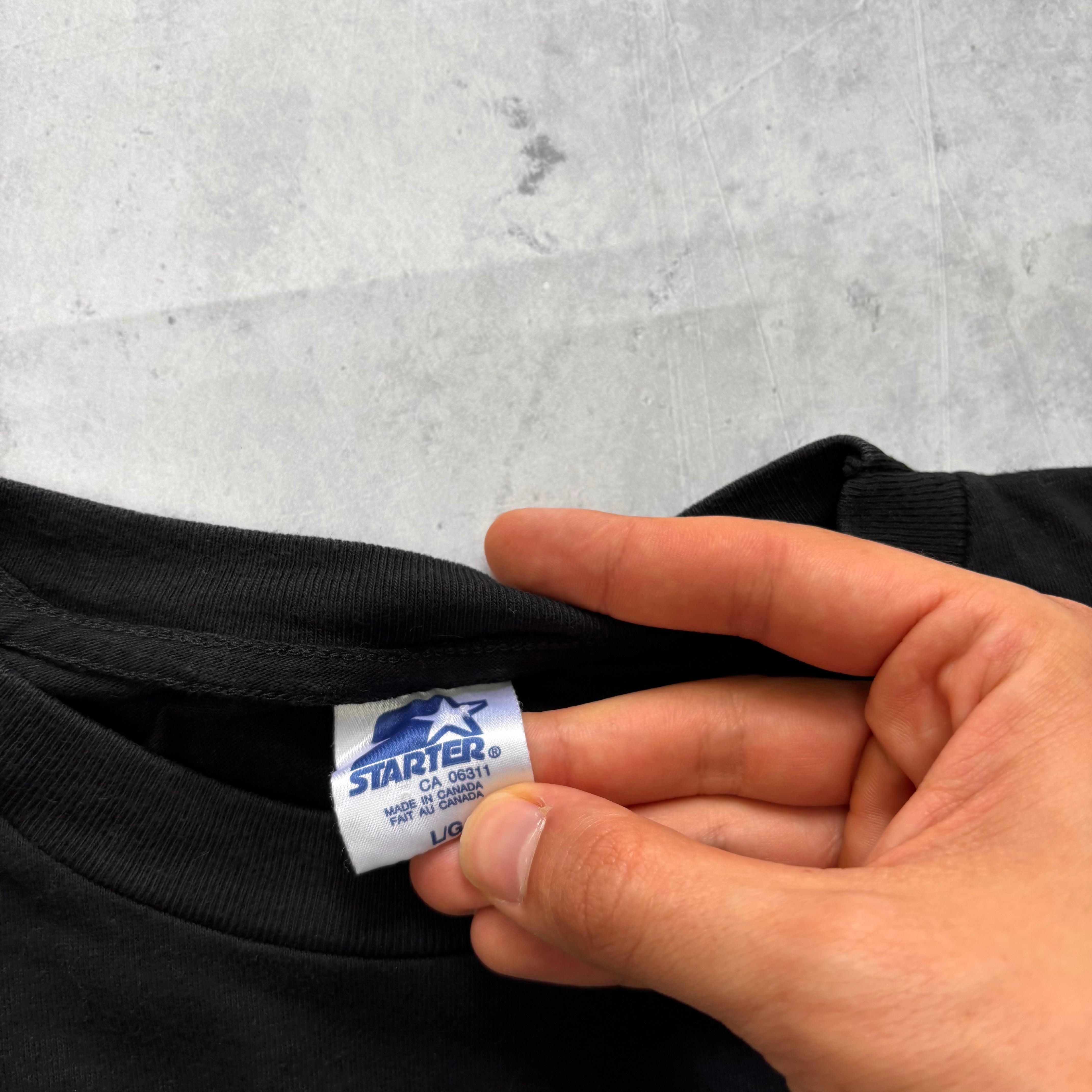 Vintage T Shirt Mens Large Black Single Stitch Graphic Print 90s Ice Hockey (E)