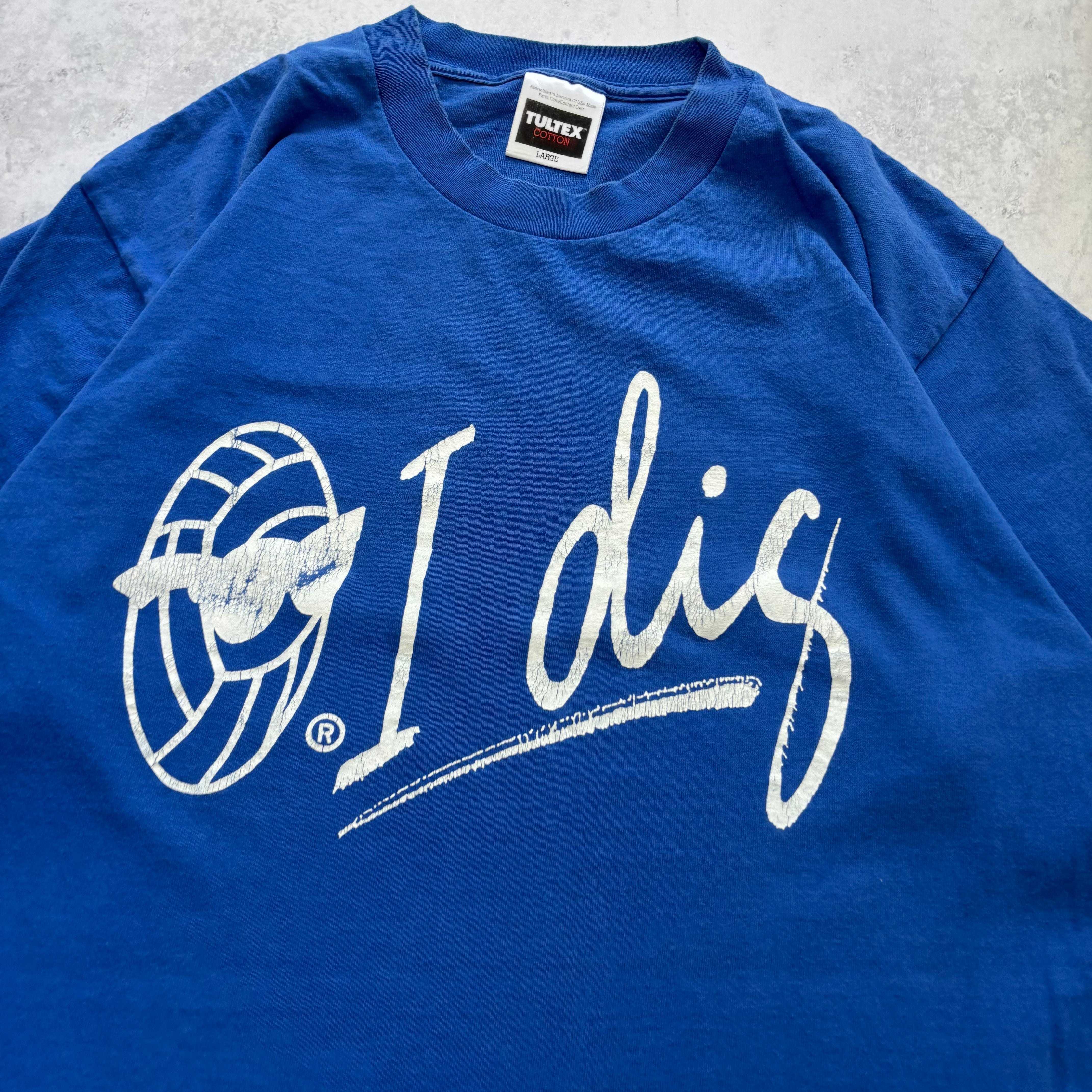 Vintage T Shirt Mens Large Blue Graphic Print 90s USA Tultex (E)