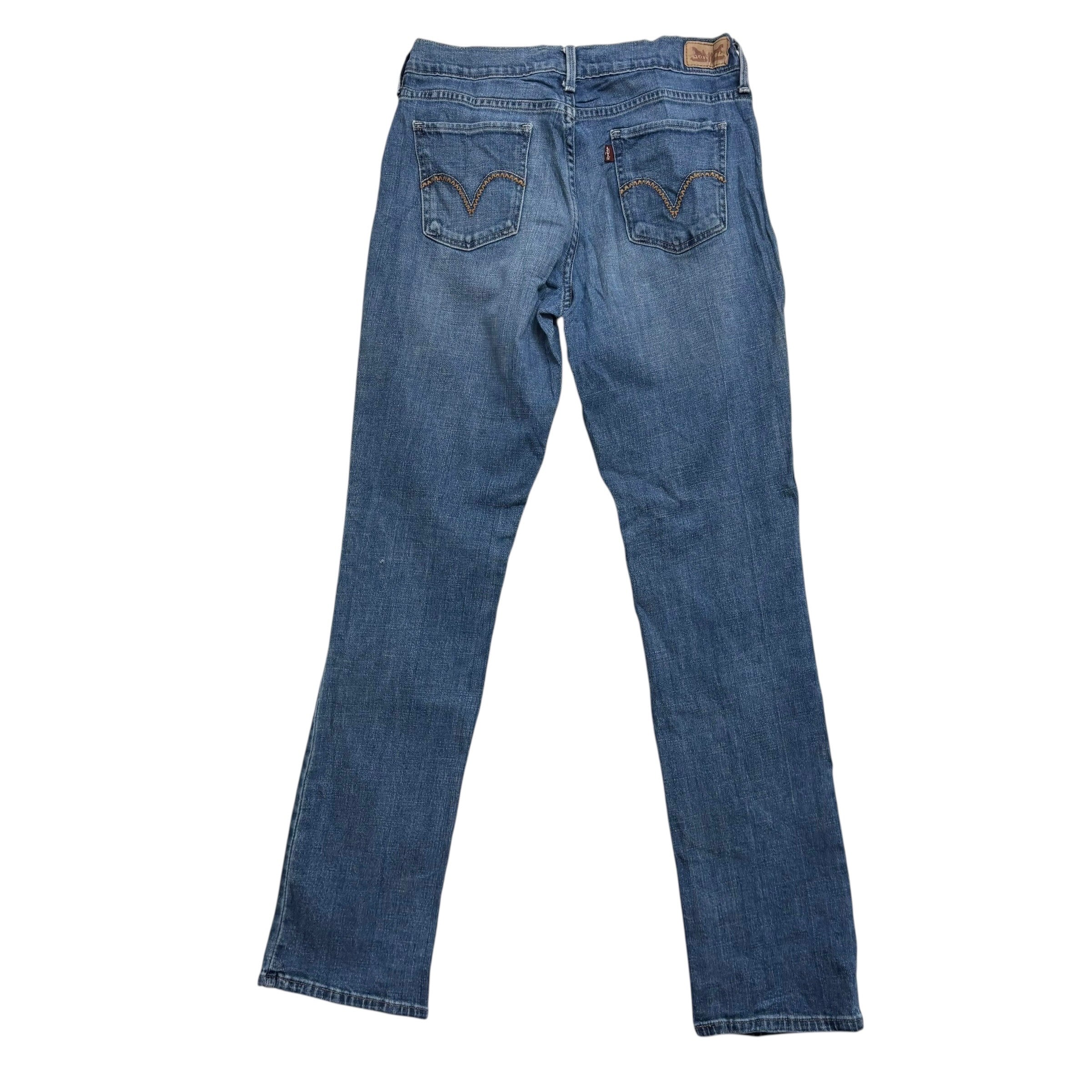 Levis 505 Jeans W27 L32 Womens Regular Straight Fit Mid Blue Stretch Denim