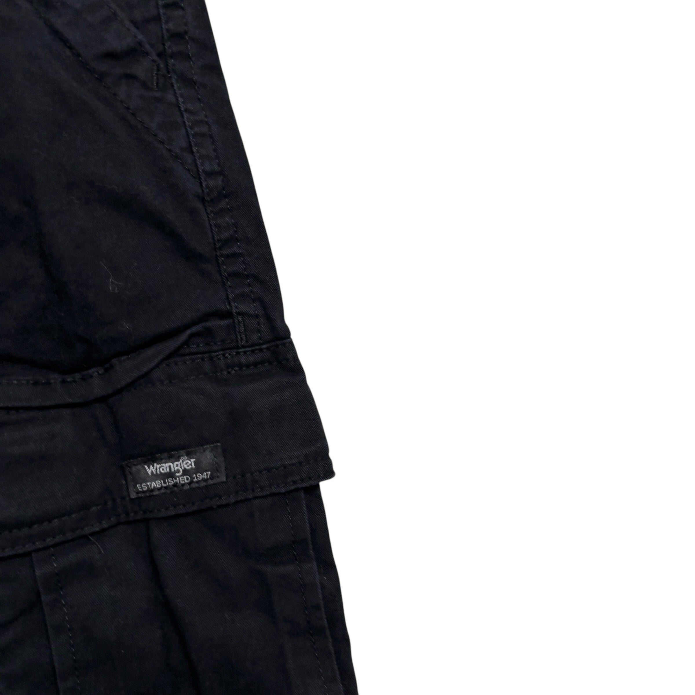 Wrangler Cargo Trousers W42 L30 Mens Black Relaxed Straight Fit Stetch Pants (E)