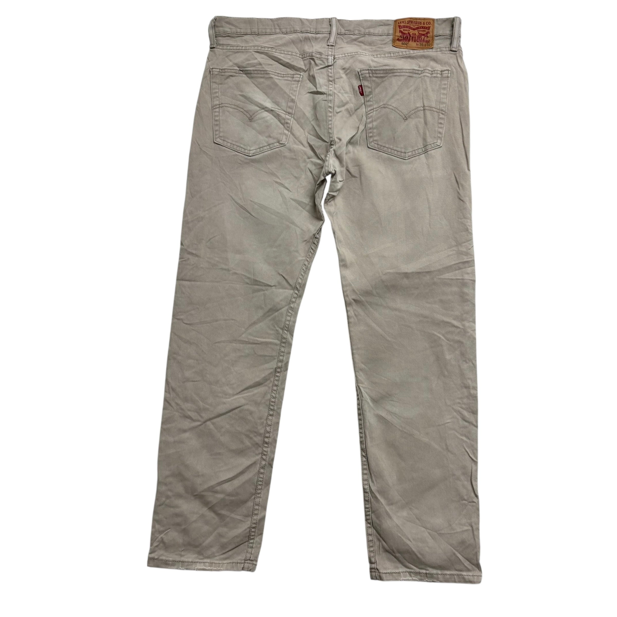 Levis 502 Jeans W36 L31 Mens Beige Regular Tapered Fit Stretch Denim
