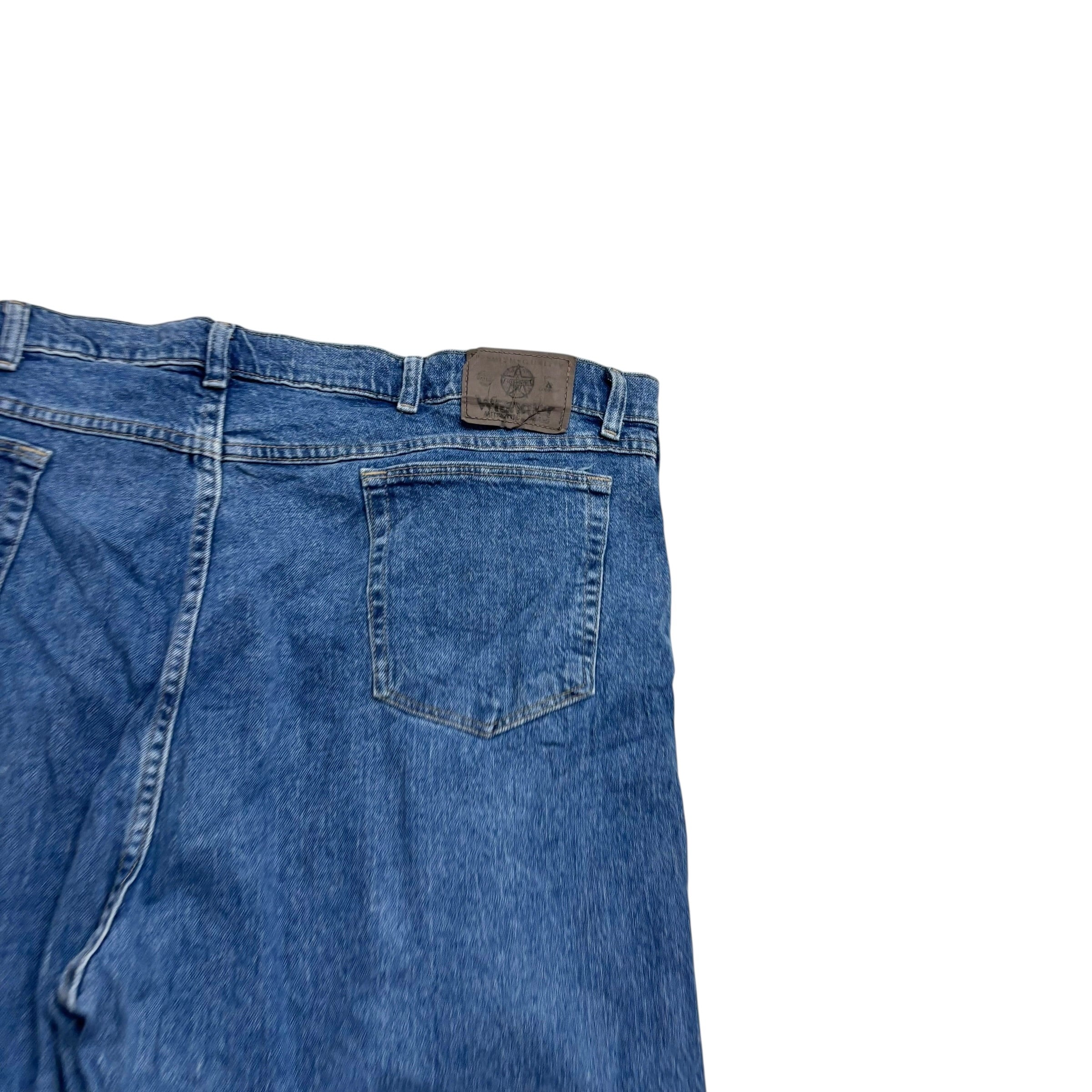 Wrangler Jeans W44 L32 Mens Mid Blue Relaxed Straight Fit Stretch Denim (E)