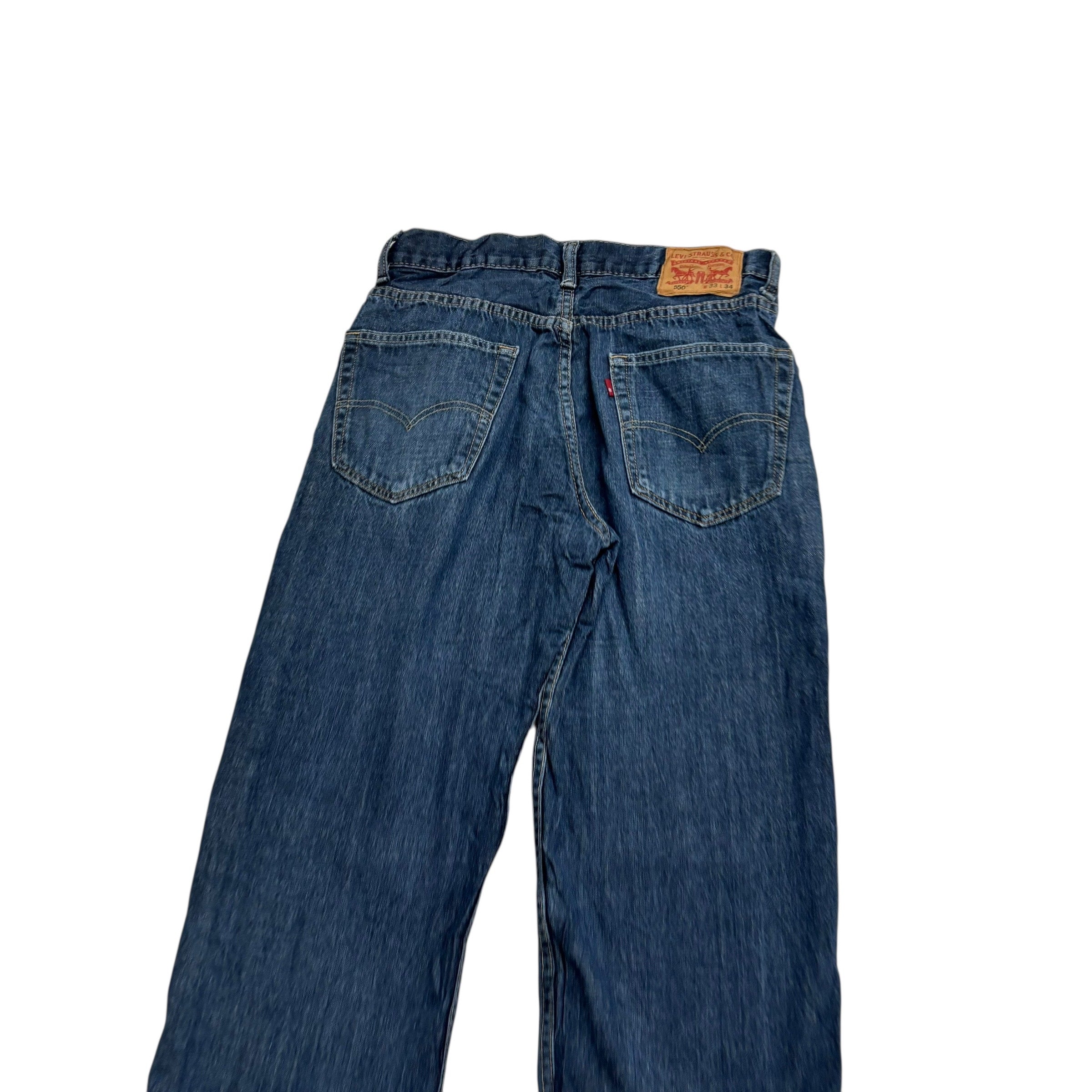 Levis 550 Jeans W32 L34 Mens Dark Blue Baggy Relaxed Straight Fit Denim (E)