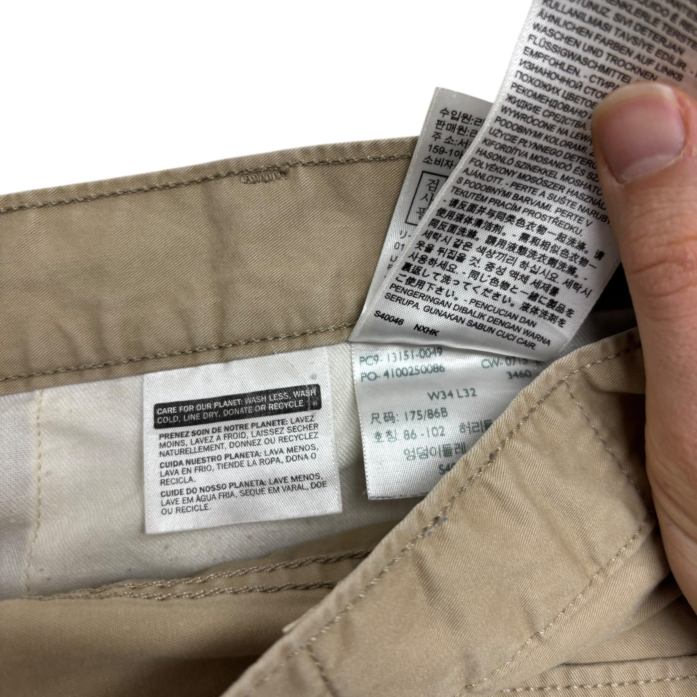 Levis Trousers W34 L32 Mens Beige Regular Tapered Fit Cotton Pants